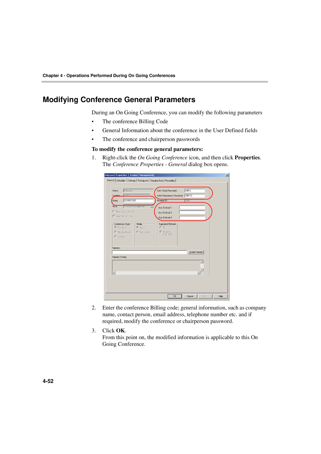 Polycom DOC2066F manual Modifying Conference General Parameters, To modify the conference general parameters 