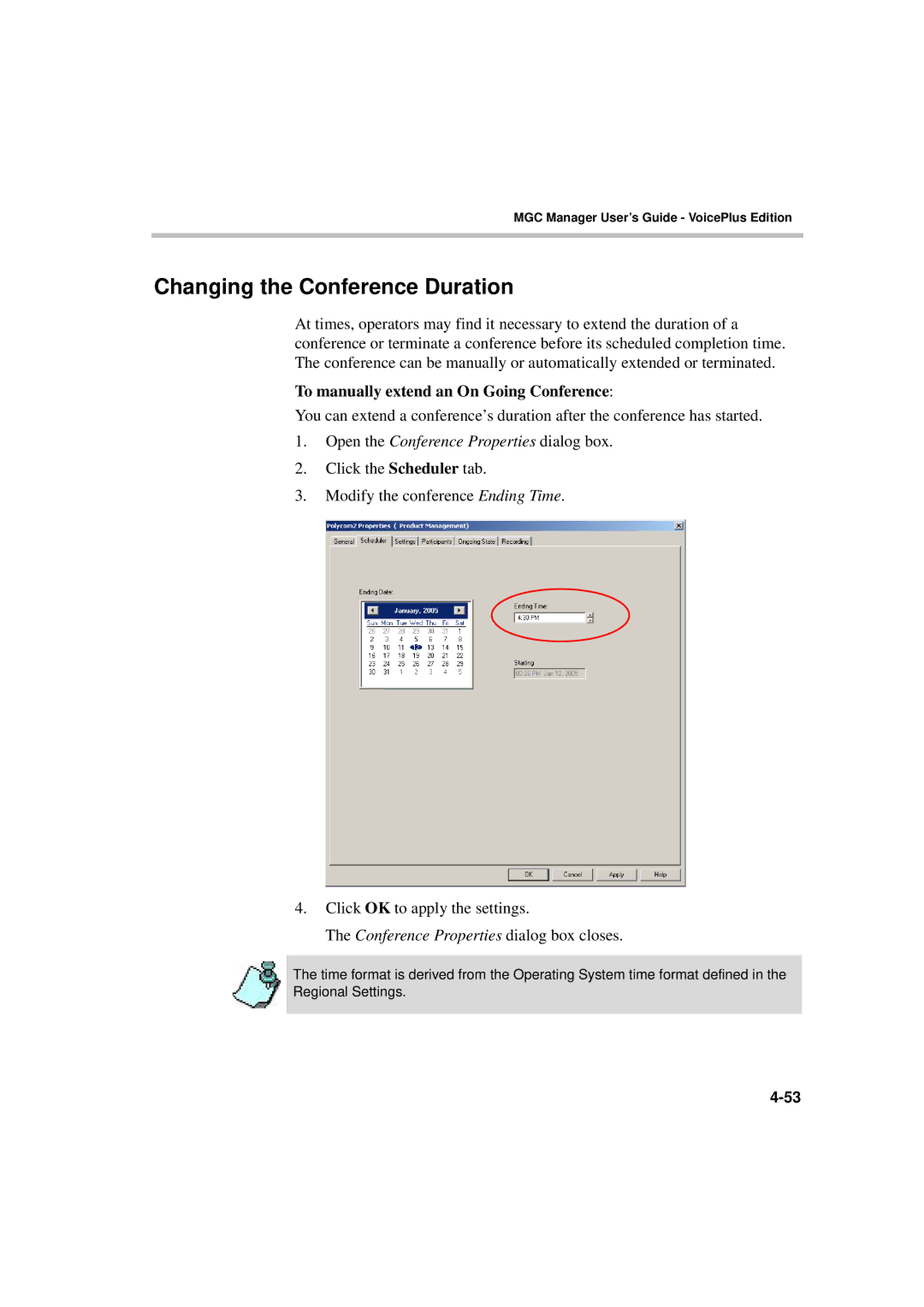 Polycom DOC2066F Changing the Conference Duration, To manually extend an On Going Conference 