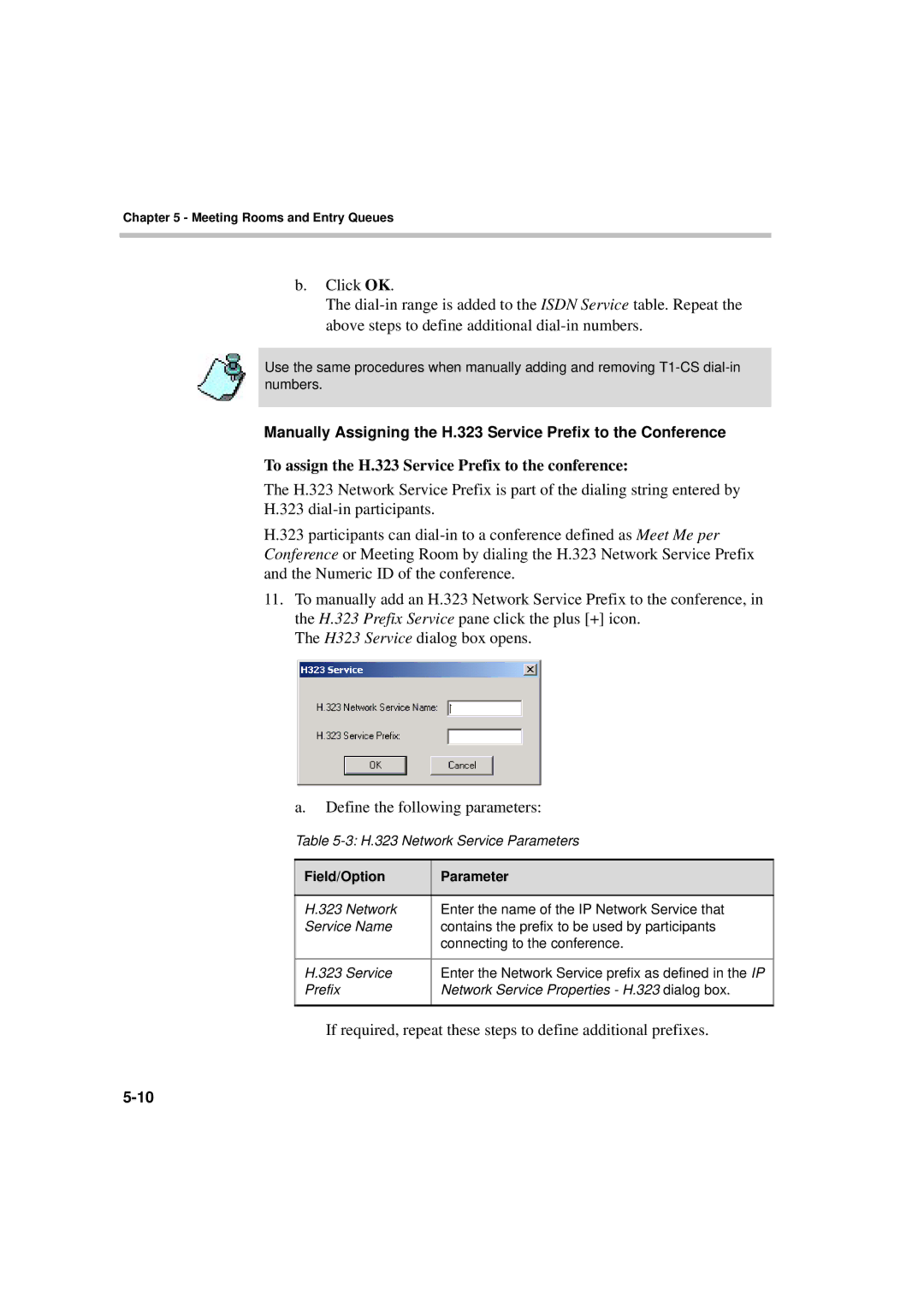 Polycom DOC2066F manual To assign the H.323 Service Prefix to the conference, Field/Option Parameter 