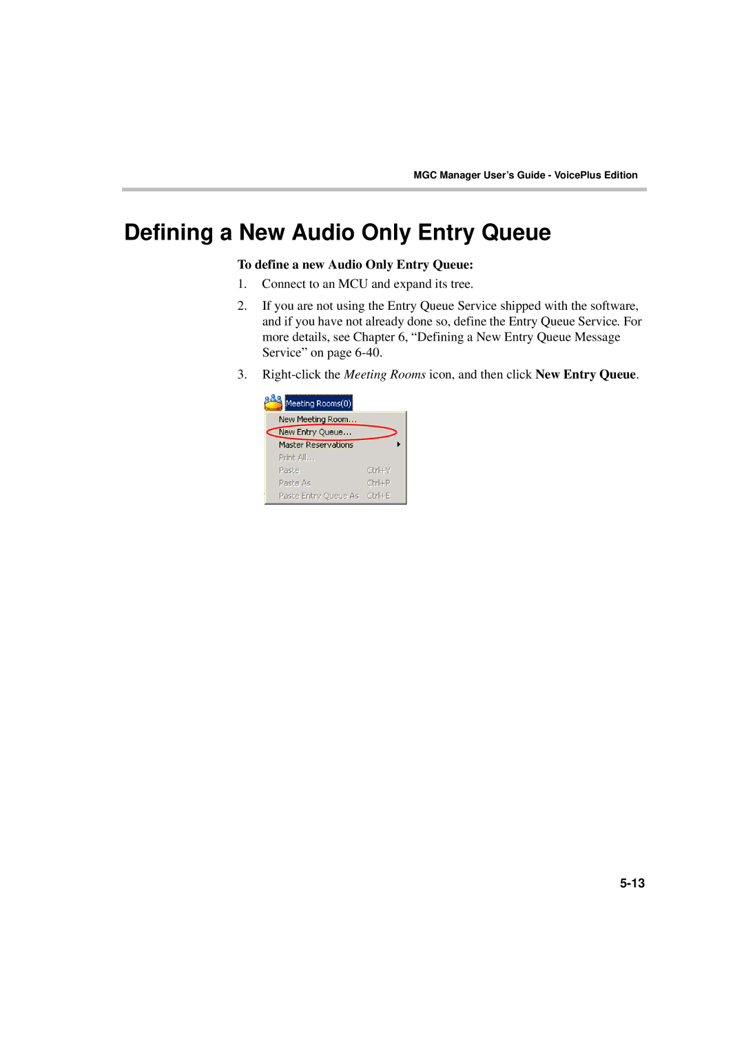 Polycom DOC2066F manual Defining a New Audio Only Entry Queue, To define a new Audio Only Entry Queue 