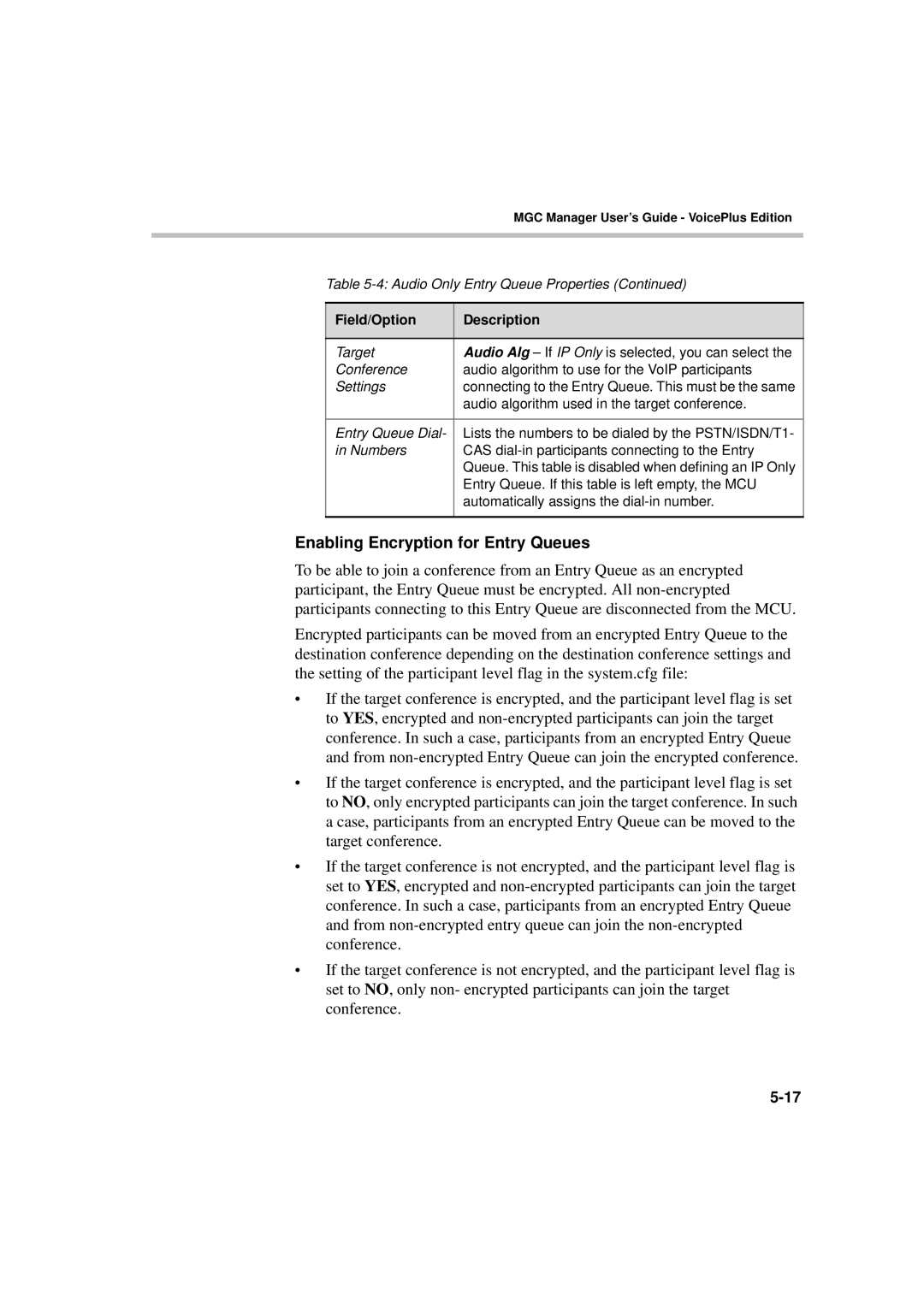 Polycom DOC2066F manual Enabling Encryption for Entry Queues 