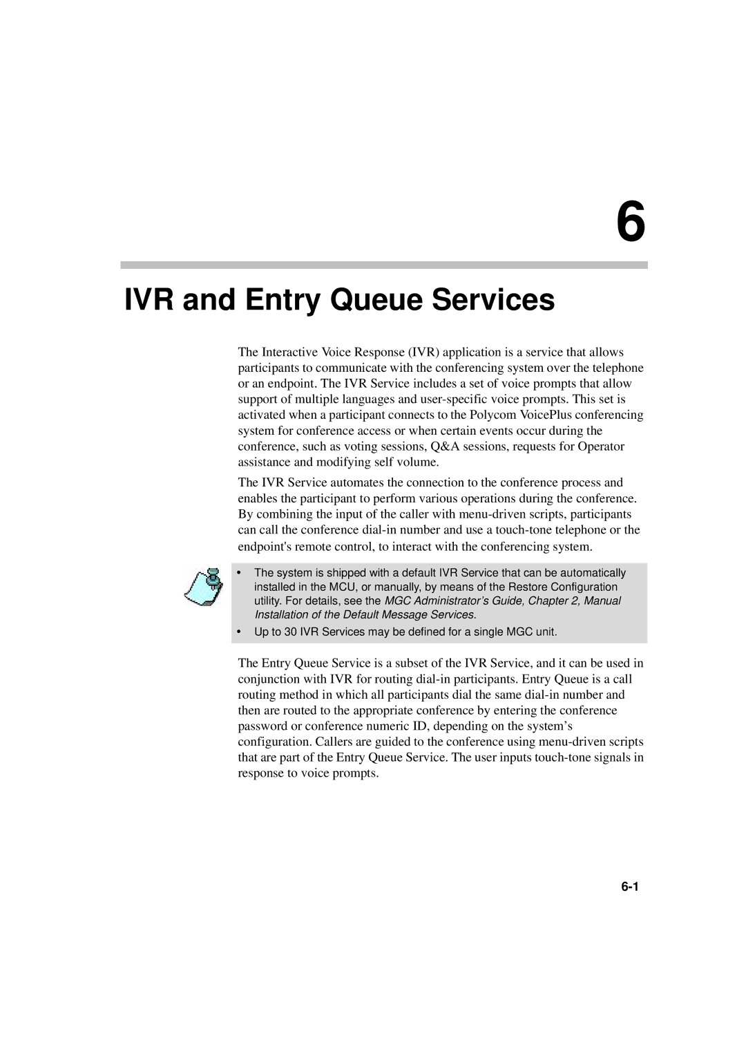 Polycom DOC2066F manual IVR and Entry Queue Services 