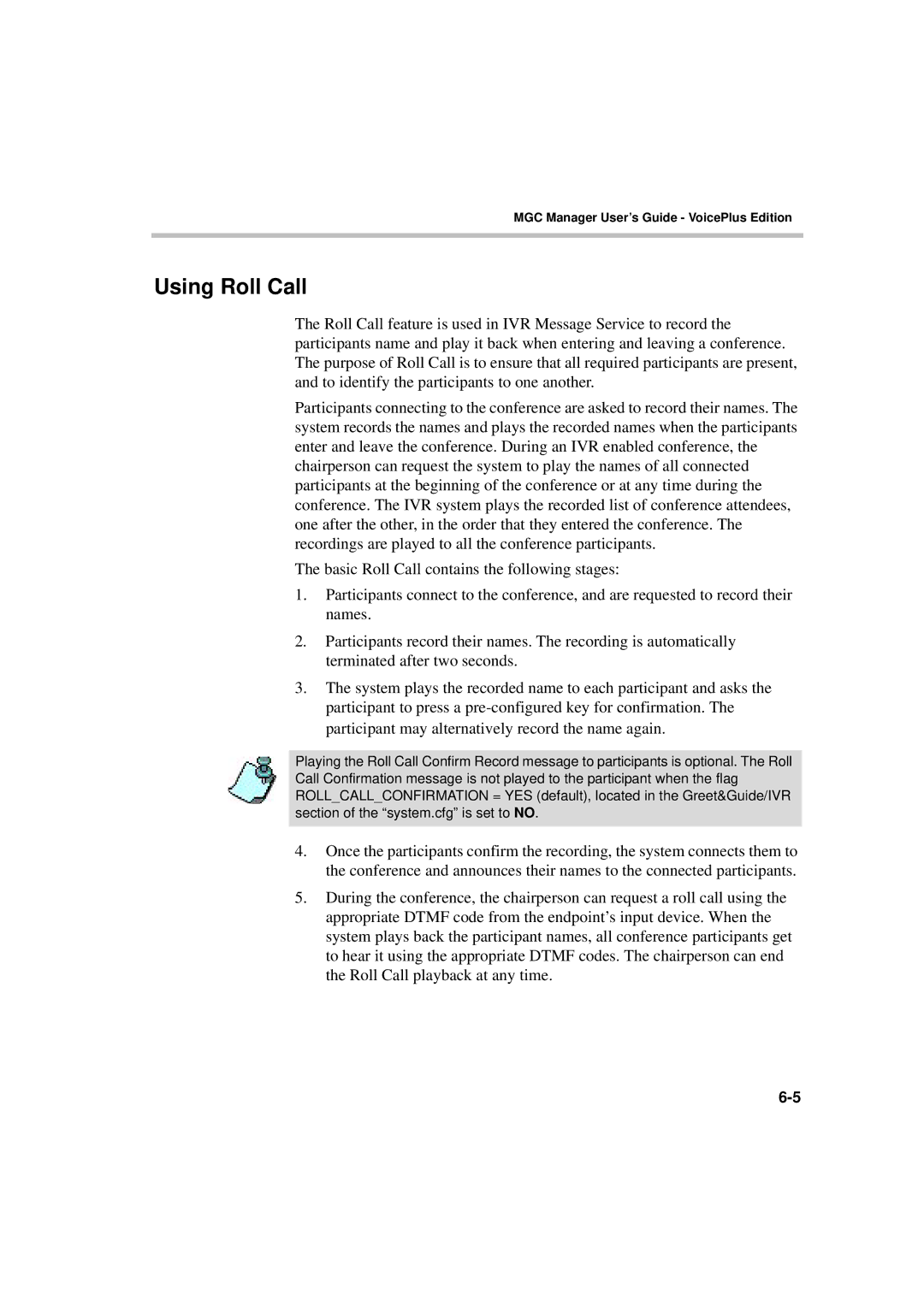 Polycom DOC2066F manual Using Roll Call 