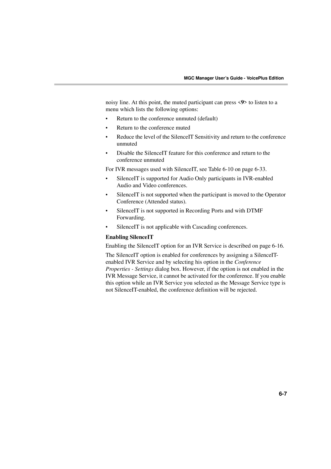 Polycom DOC2066F manual Enabling SilenceIT 