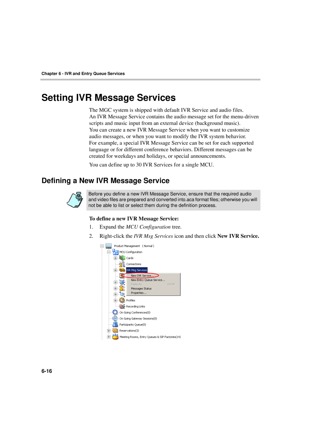 Polycom DOC2066F Setting IVR Message Services, Defining a New IVR Message Service, To define a new IVR Message Service 