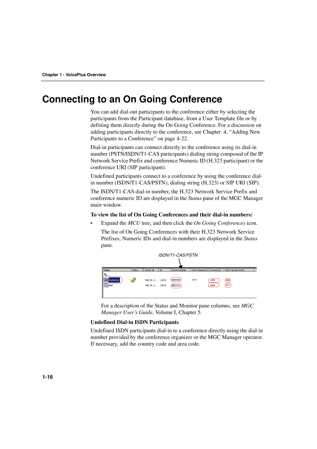 Polycom DOC2066F manual Connecting to an On Going Conference, Undefined Dial-in Isdn Participants 