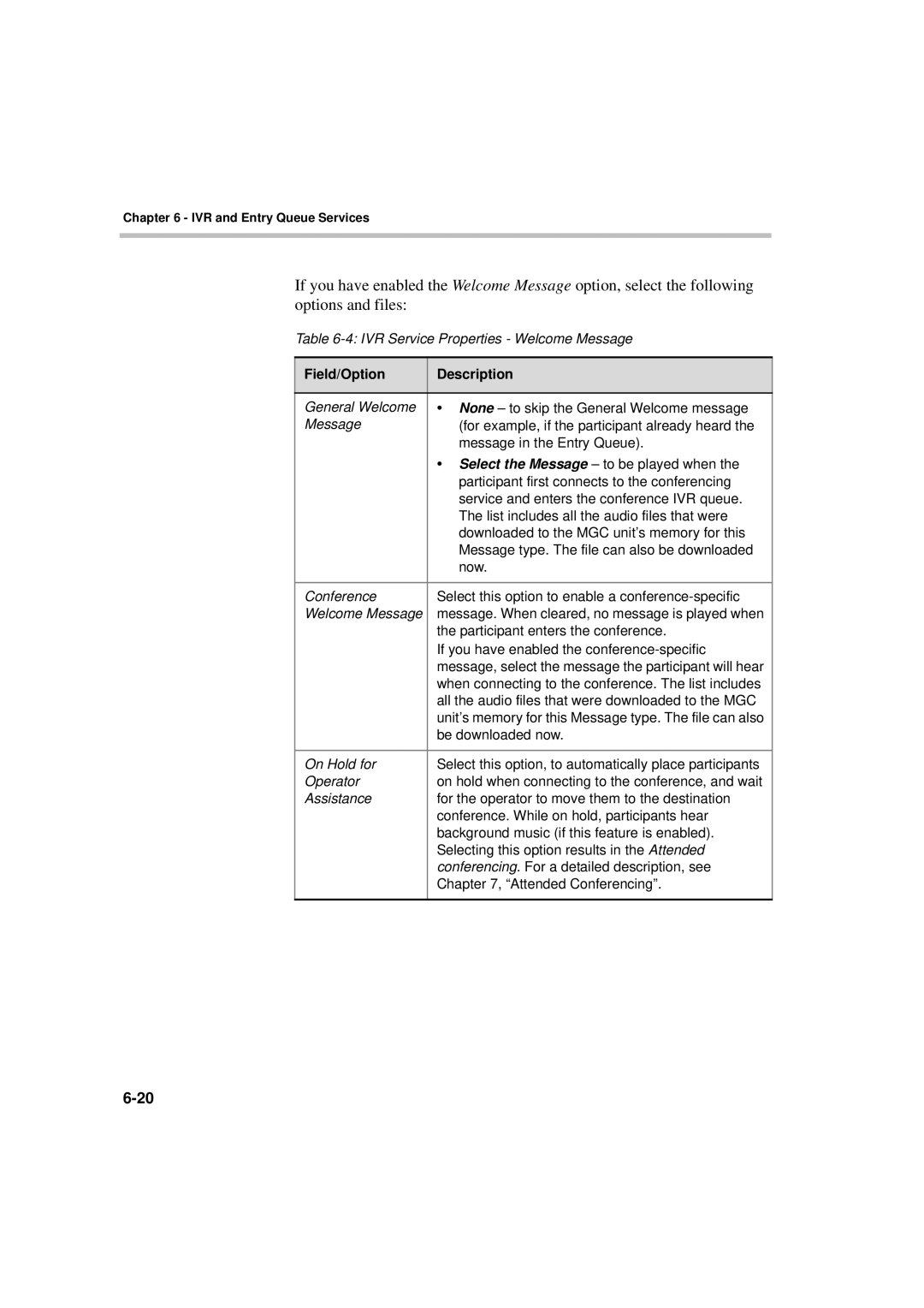 Polycom DOC2066F manual IVR Service Properties Welcome Message 