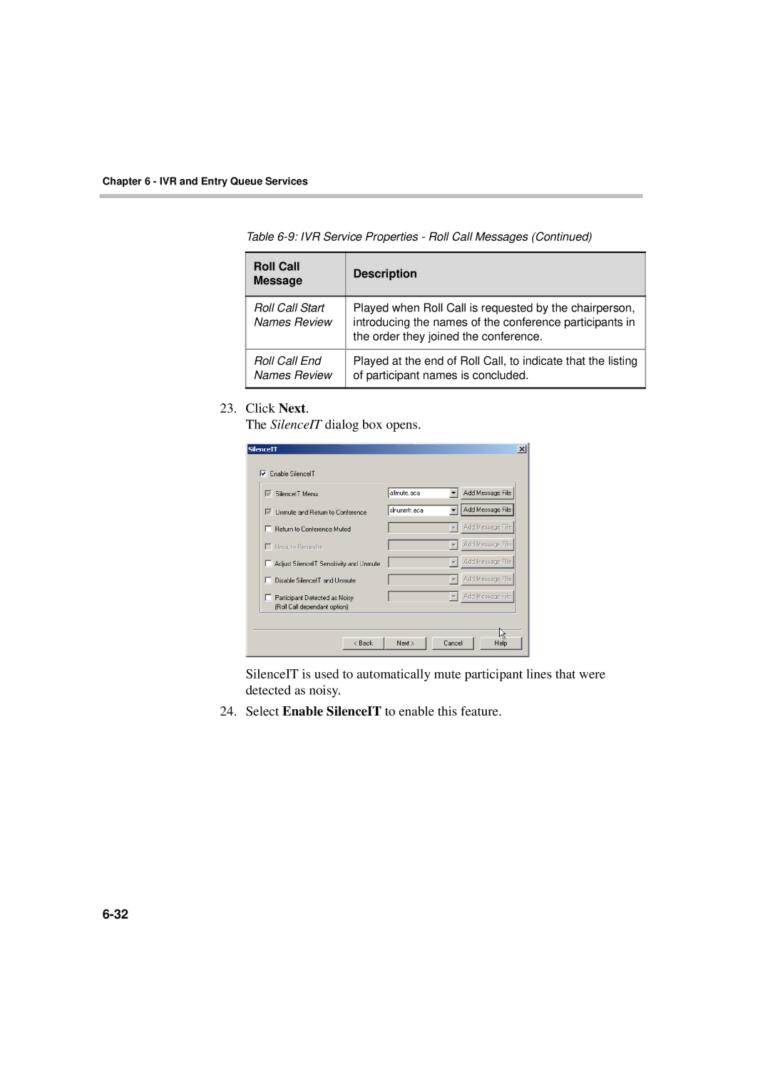 Polycom DOC2066F manual Roll Call Description Message 