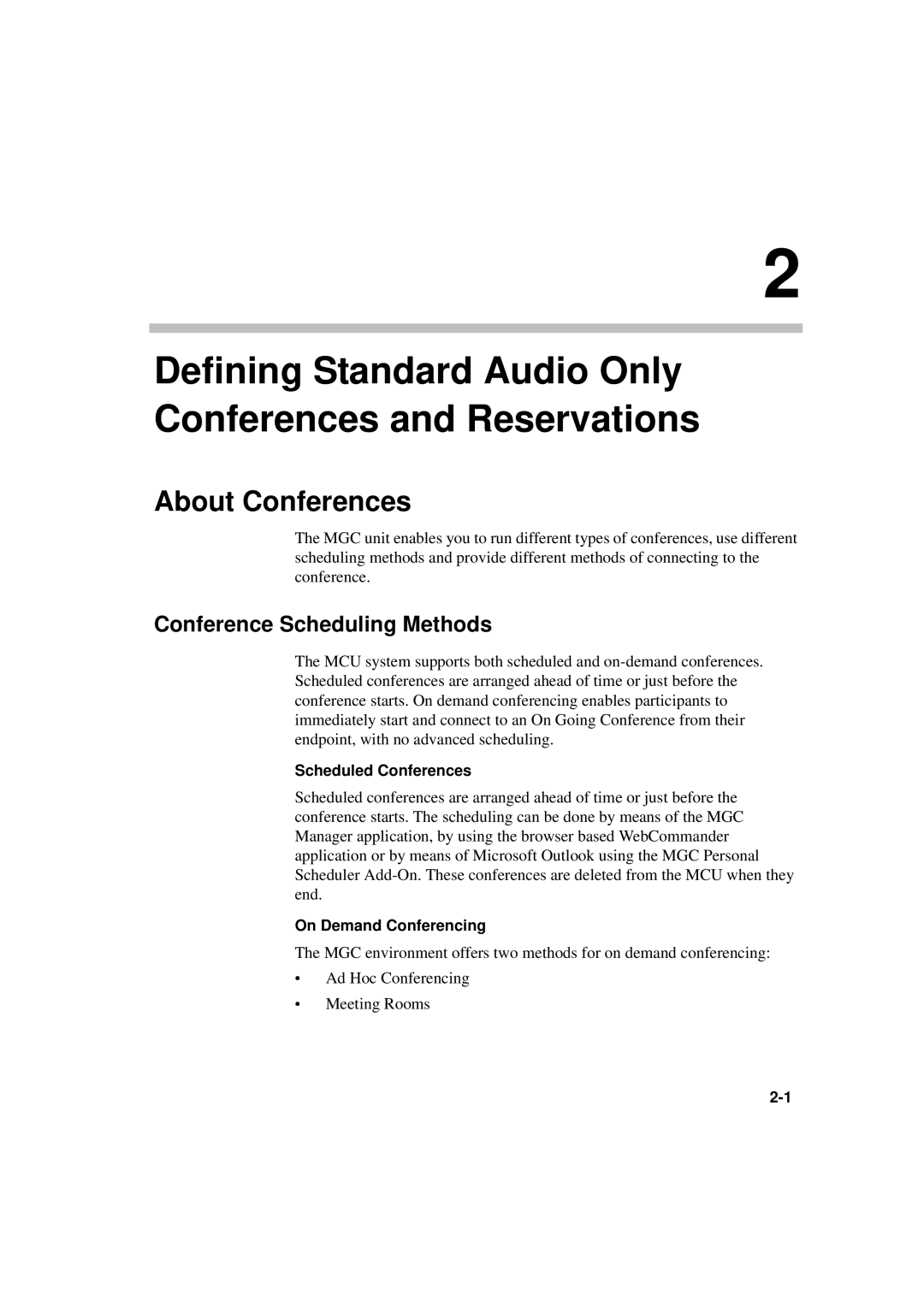 Polycom DOC2066F manual About Conferences, Conference Scheduling Methods 