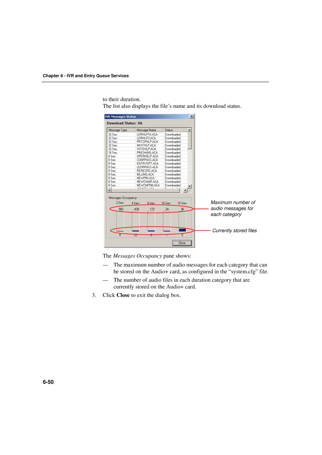 Polycom DOC2066F manual Messages Occupancy pane shows 