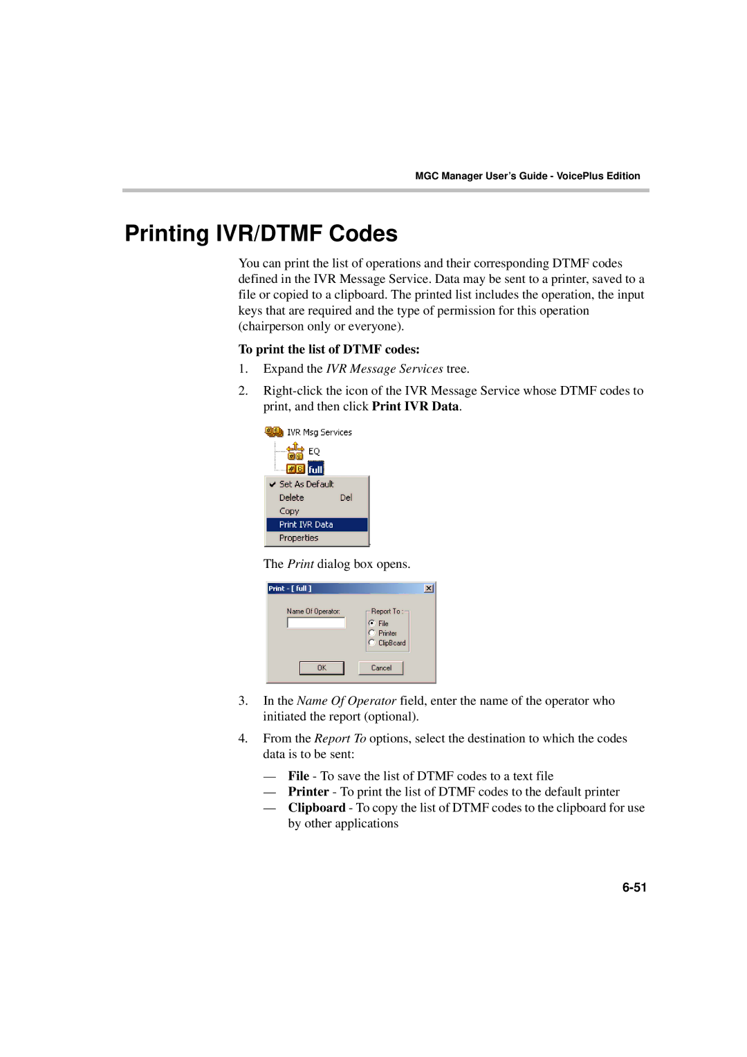 Polycom DOC2066F manual Printing IVR/DTMF Codes, To print the list of Dtmf codes, Expand the IVR Message Services tree 