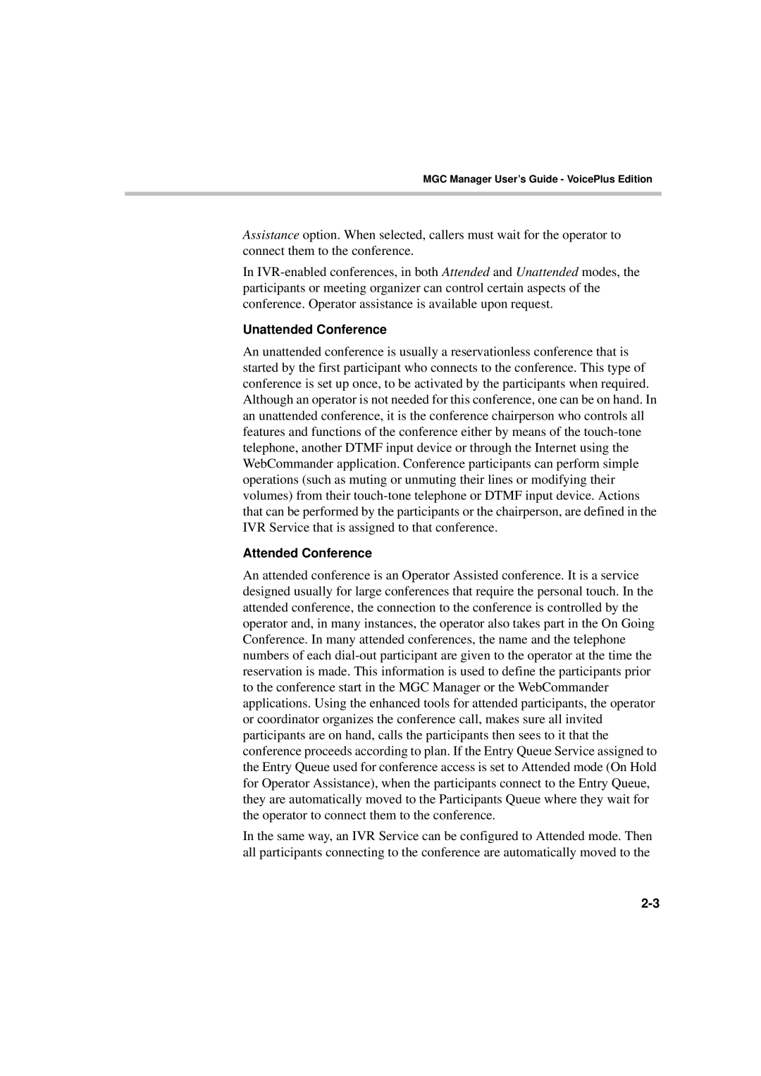 Polycom DOC2066F manual Unattended Conference 