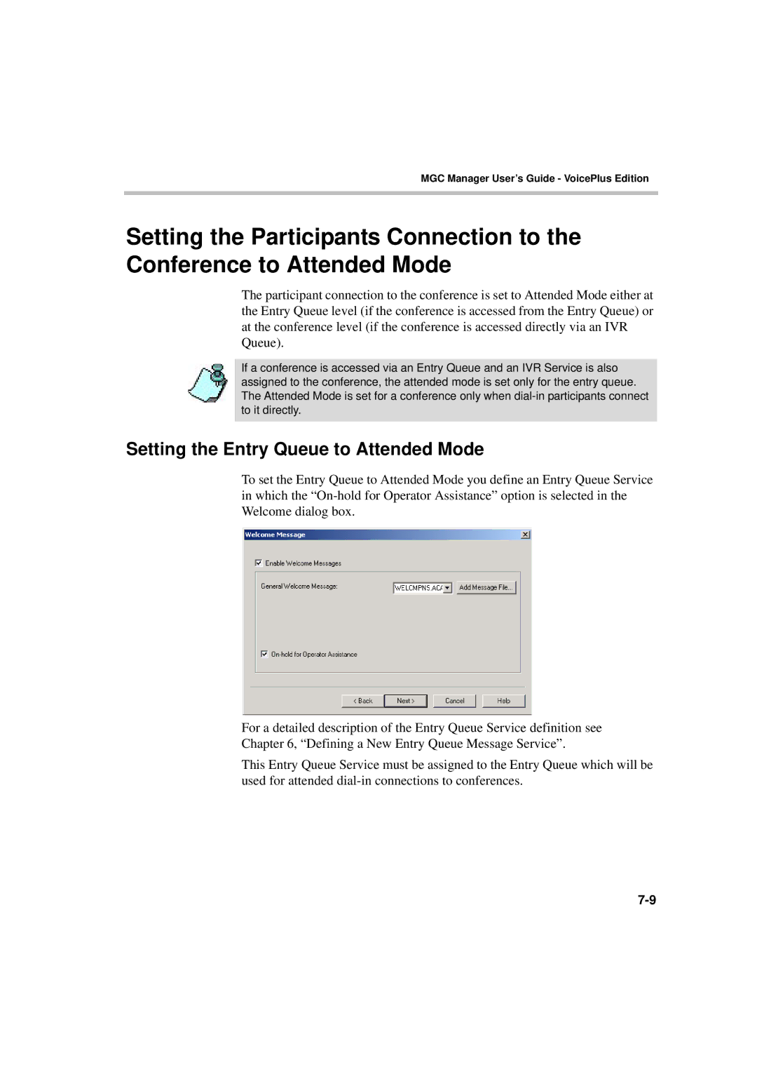 Polycom DOC2066F manual Setting the Entry Queue to Attended Mode 