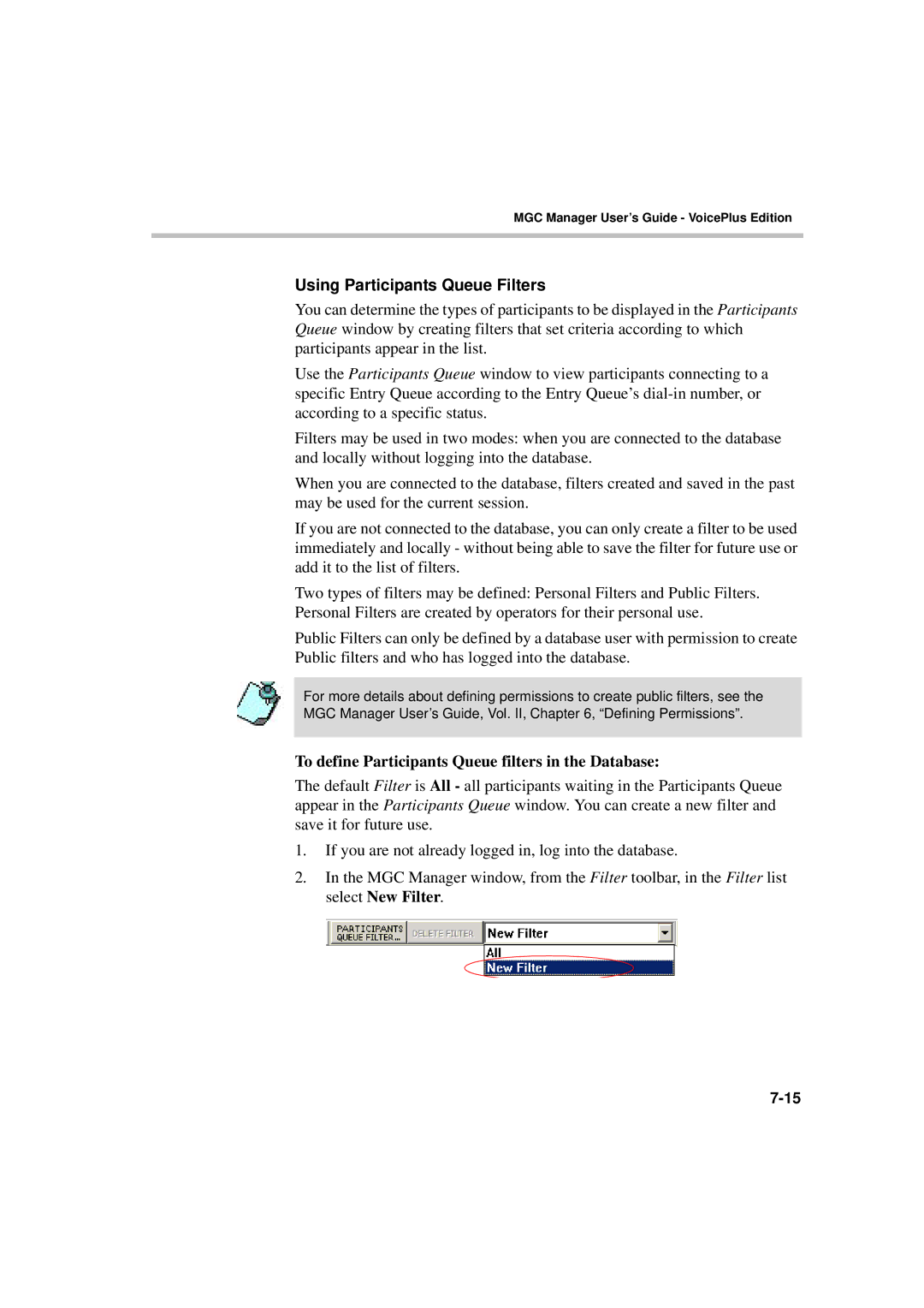 Polycom DOC2066F manual Using Participants Queue Filters, To define Participants Queue filters in the Database 