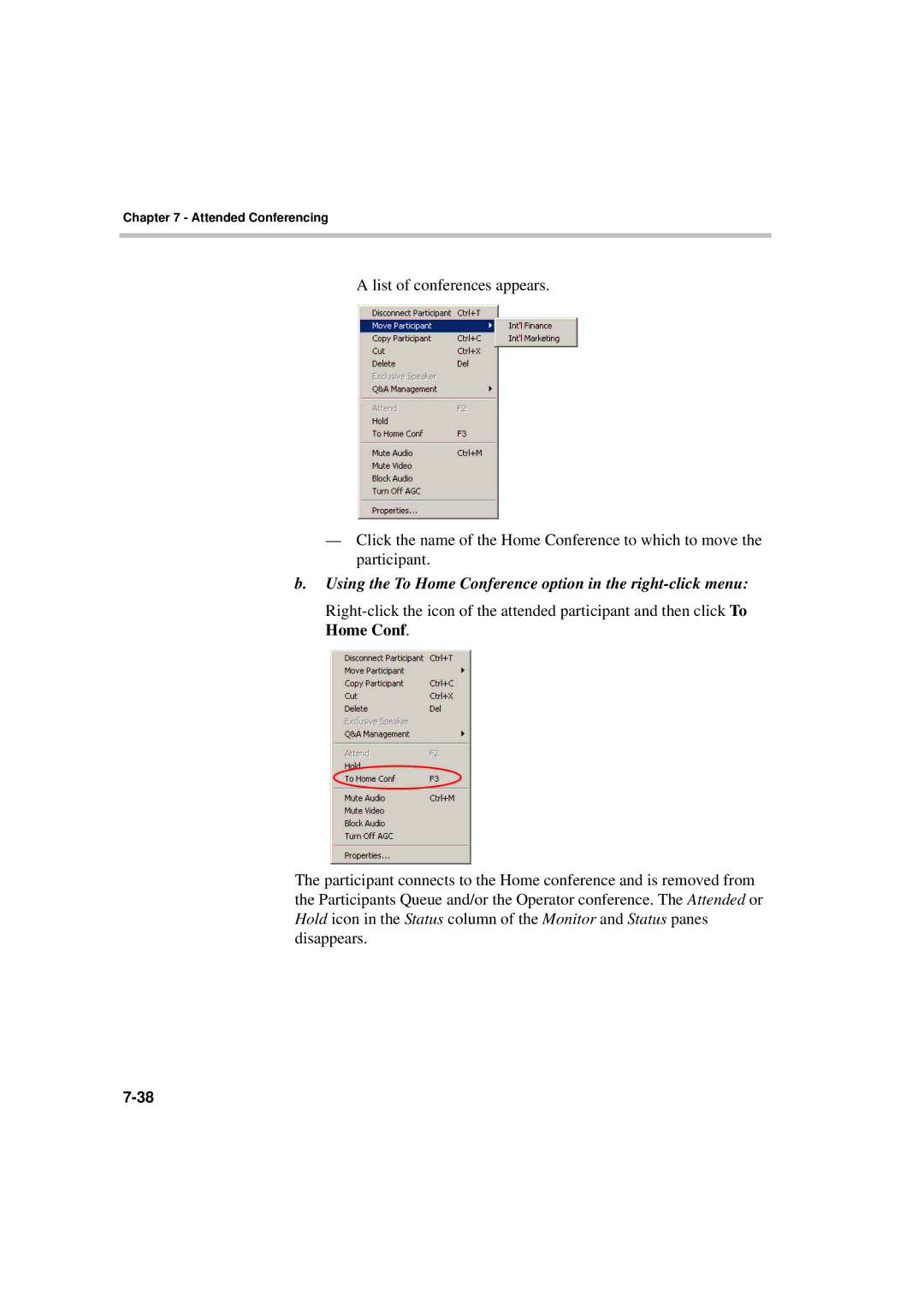 Polycom DOC2066F manual Using the To Home Conference option in the right-click menu 