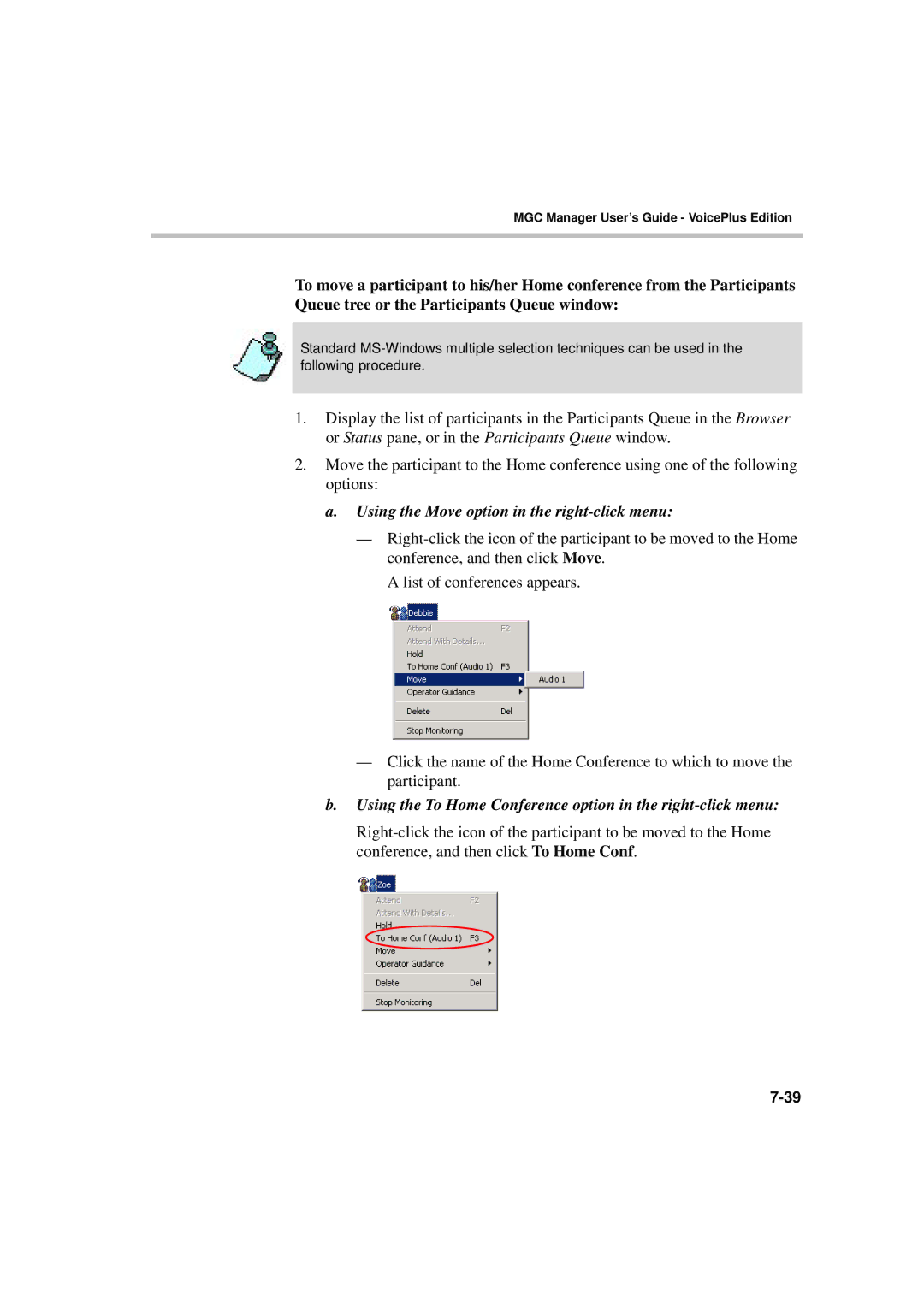 Polycom DOC2066F manual Using the Move option in the right-click menu 