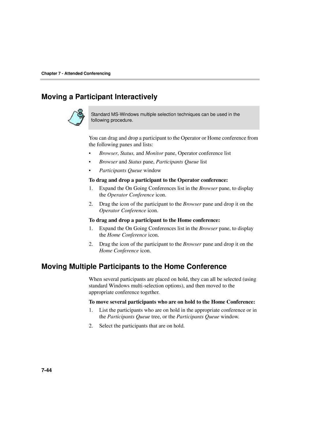 Polycom DOC2066F manual Moving a Participant Interactively, Moving Multiple Participants to the Home Conference 