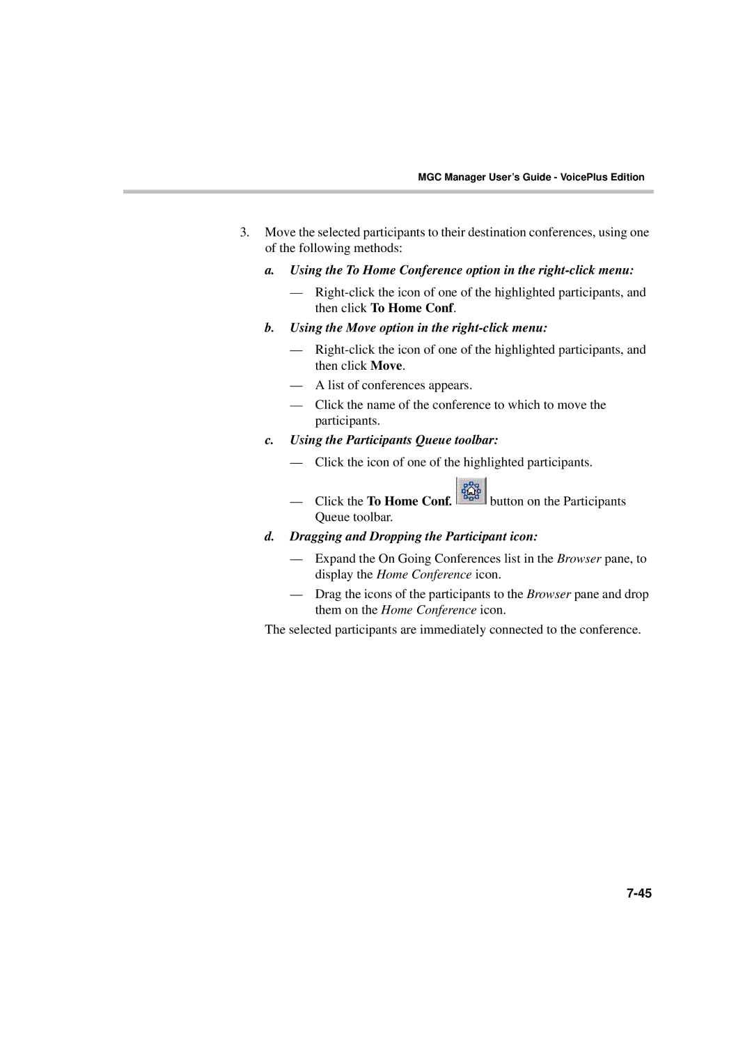 Polycom DOC2066F manual Using the Participants Queue toolbar 