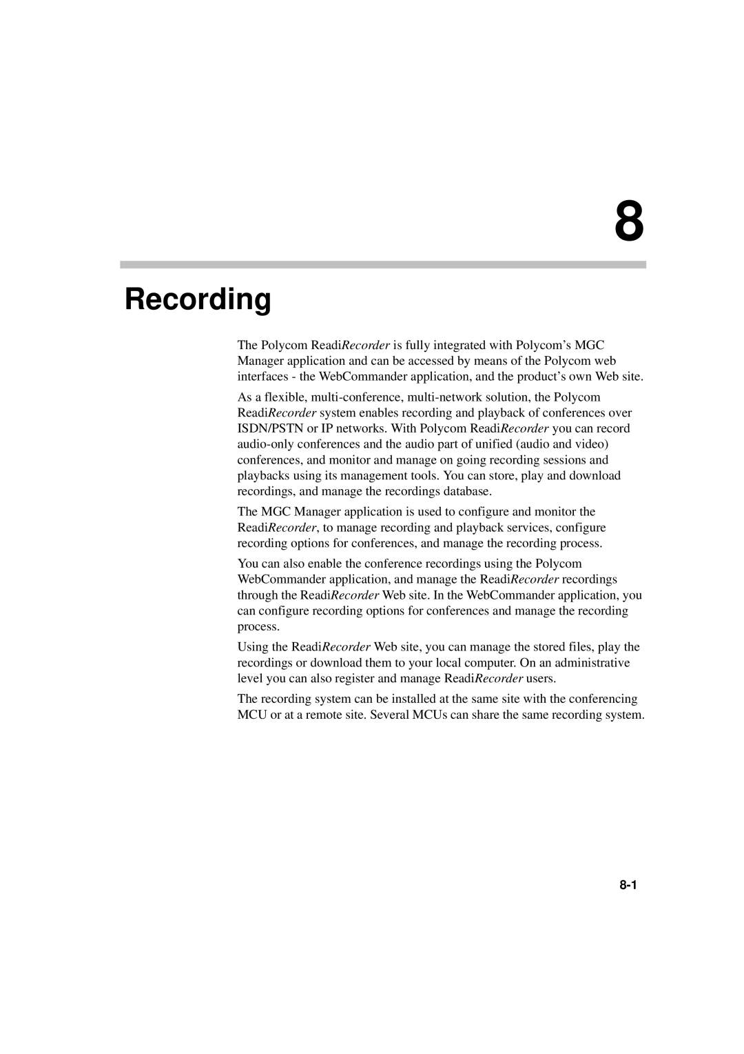 Polycom DOC2066F manual Recording 