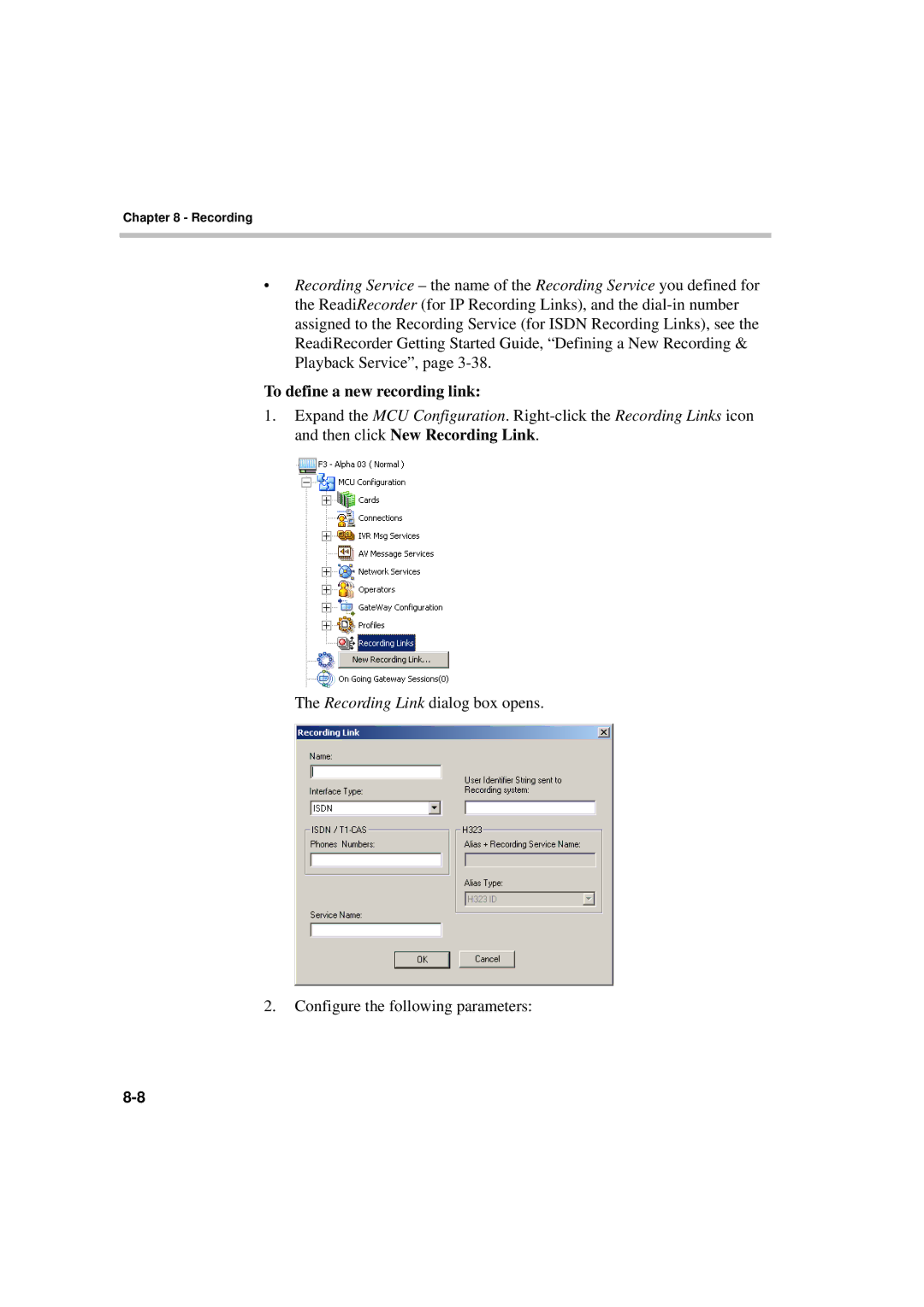 Polycom DOC2066F manual To define a new recording link 