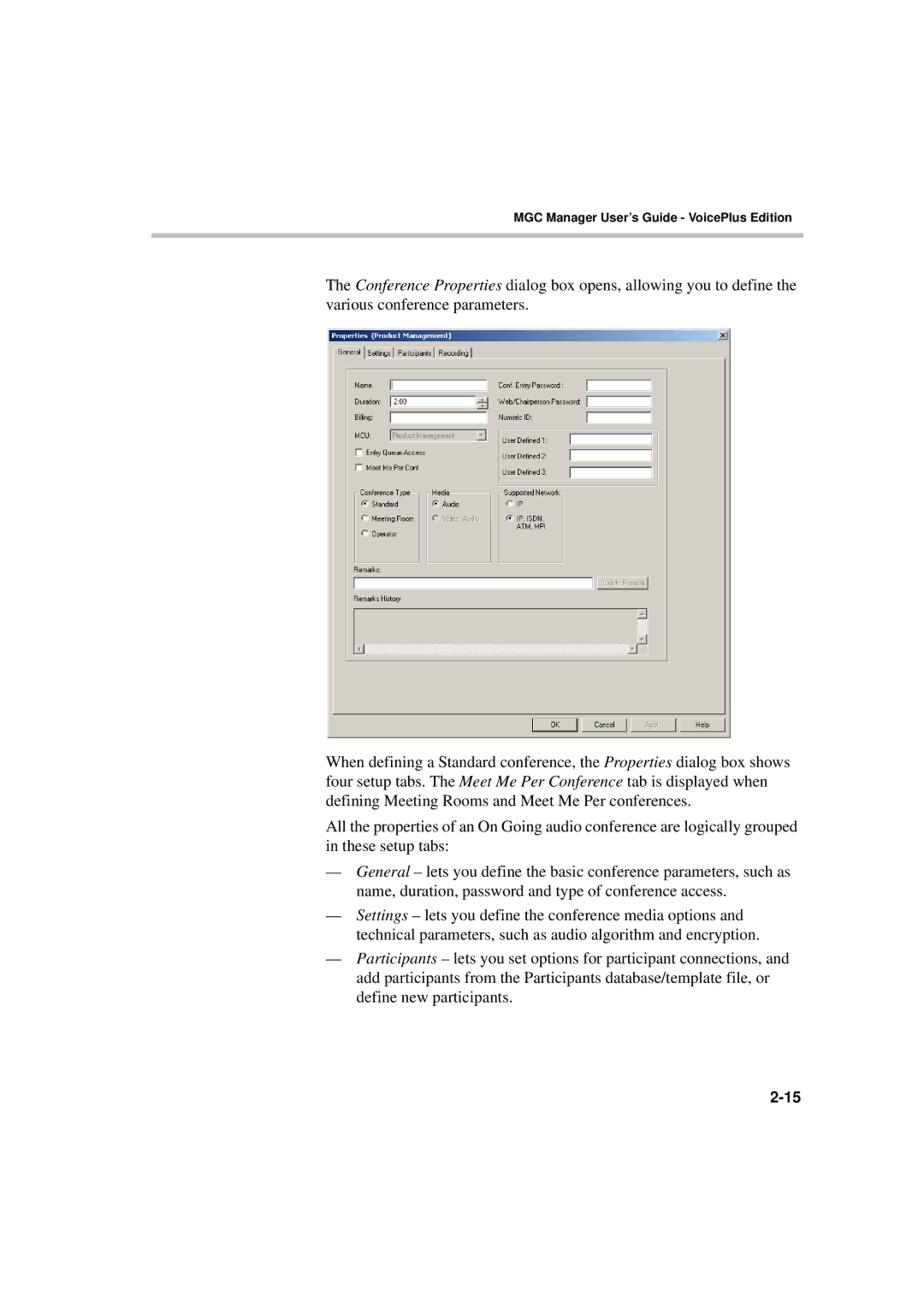 Polycom DOC2066F manual MGC Manager User’s Guide VoicePlus Edition 