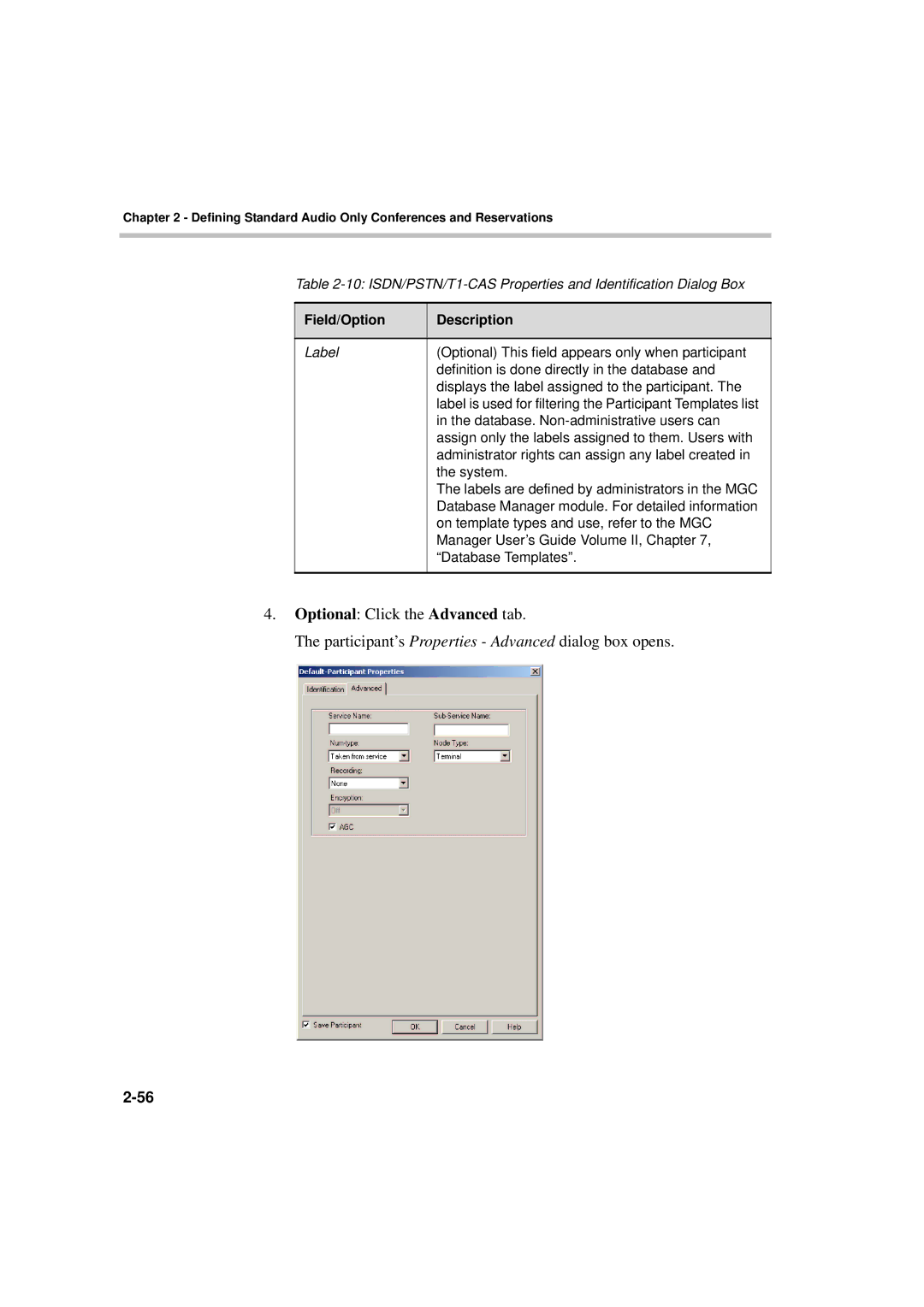 Polycom DOC2066F manual Optional Click the Advanced tab 