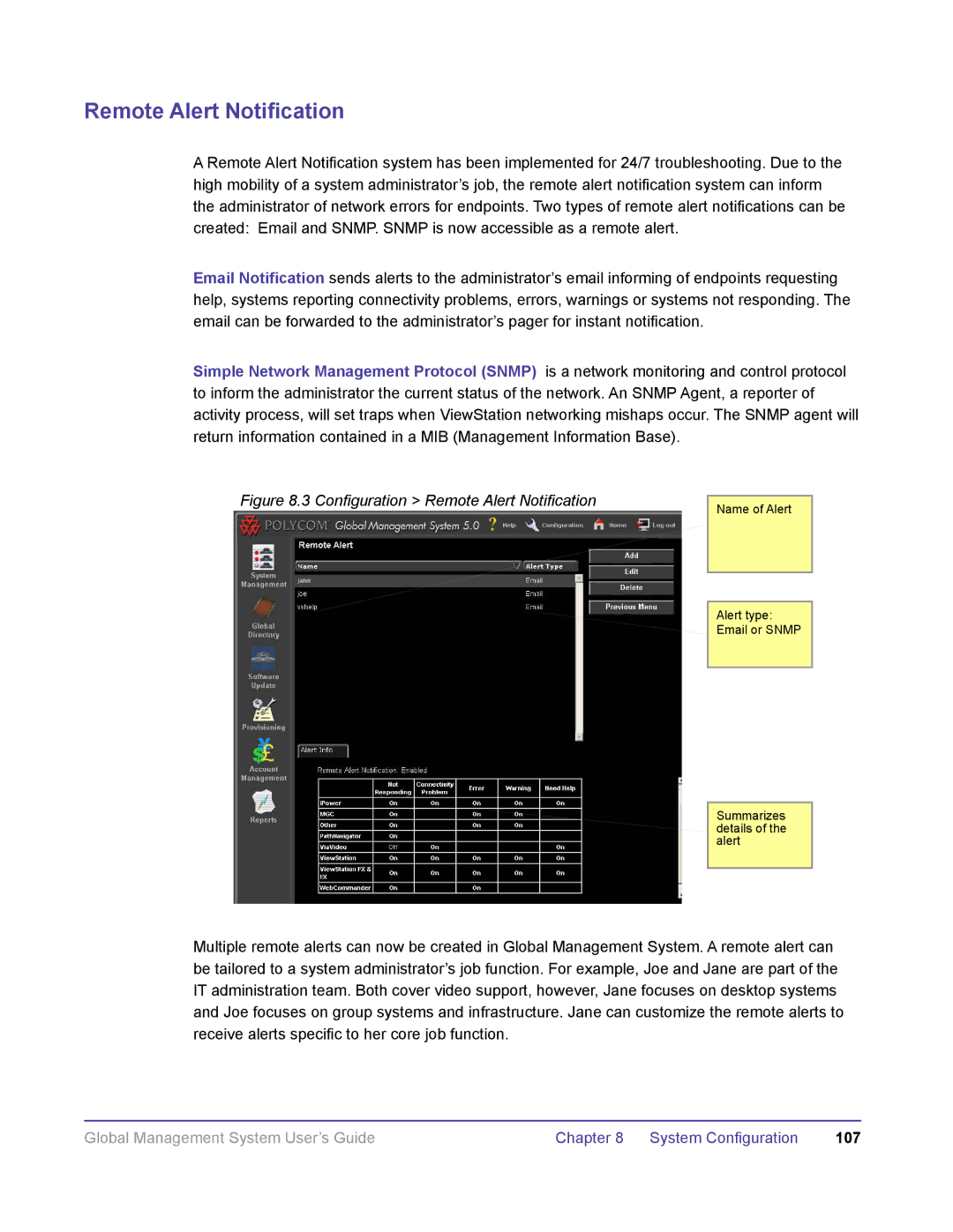 Polycom DOC2091A manual Configuration Remote Alert Notification 