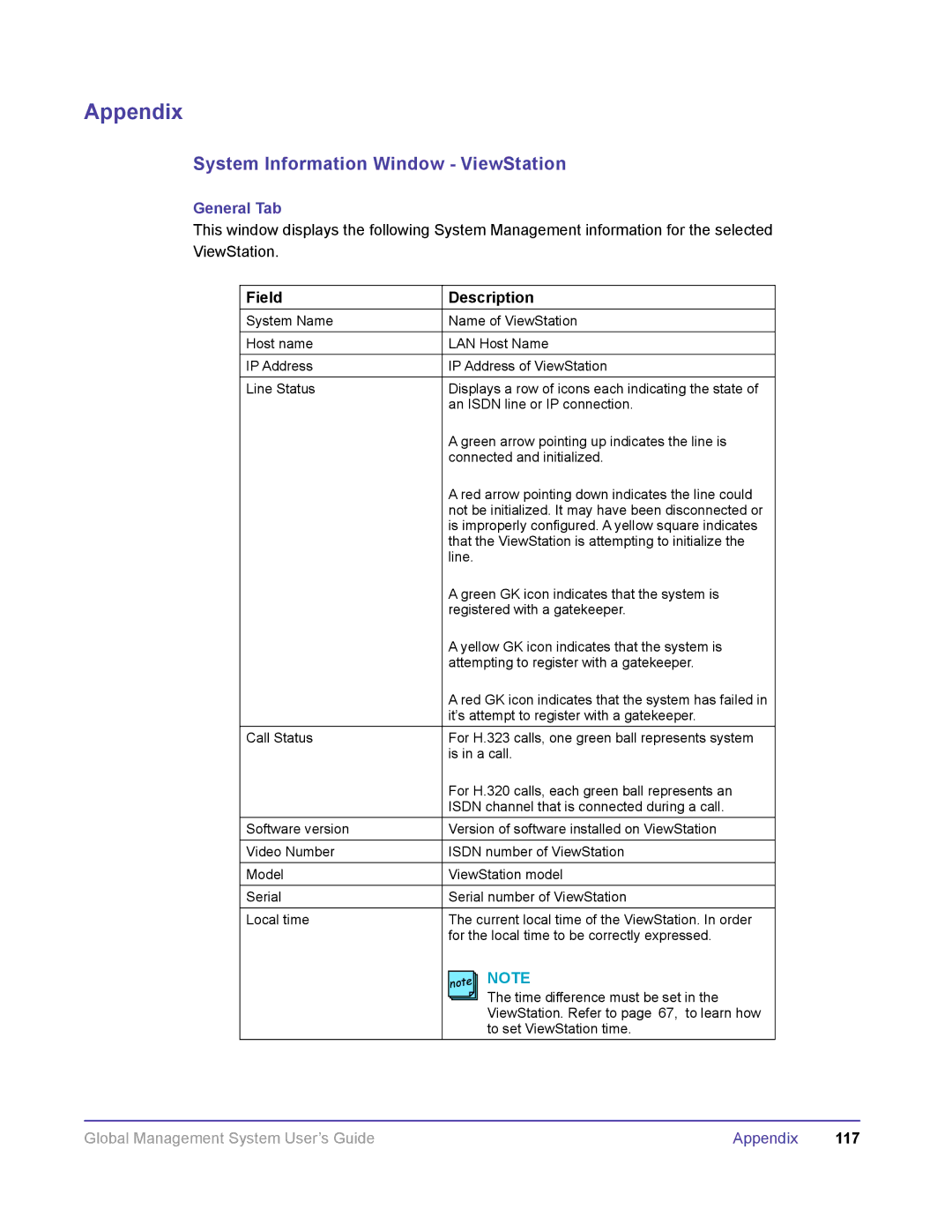 Polycom DOC2091A manual System Information Window ViewStation, General Tab 