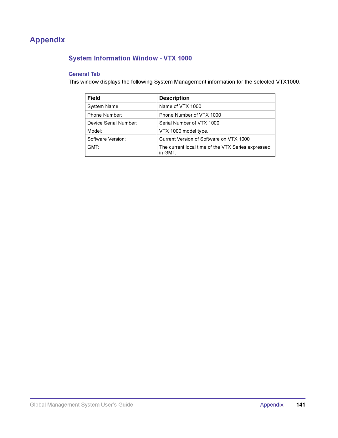 Polycom DOC2091A manual System Information Window VTX, General Tab 