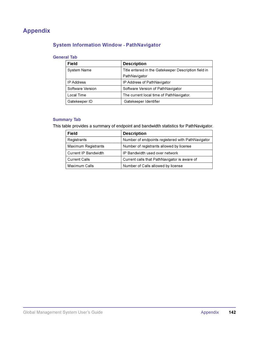 Polycom DOC2091A manual System Information Window PathNavigator, Summary Tab 