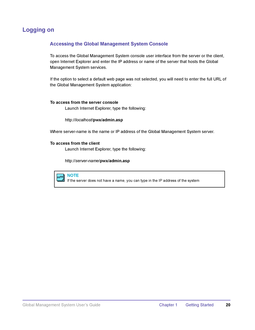 Polycom DOC2091A manual Logging on, Accessing the Global Management System Console 