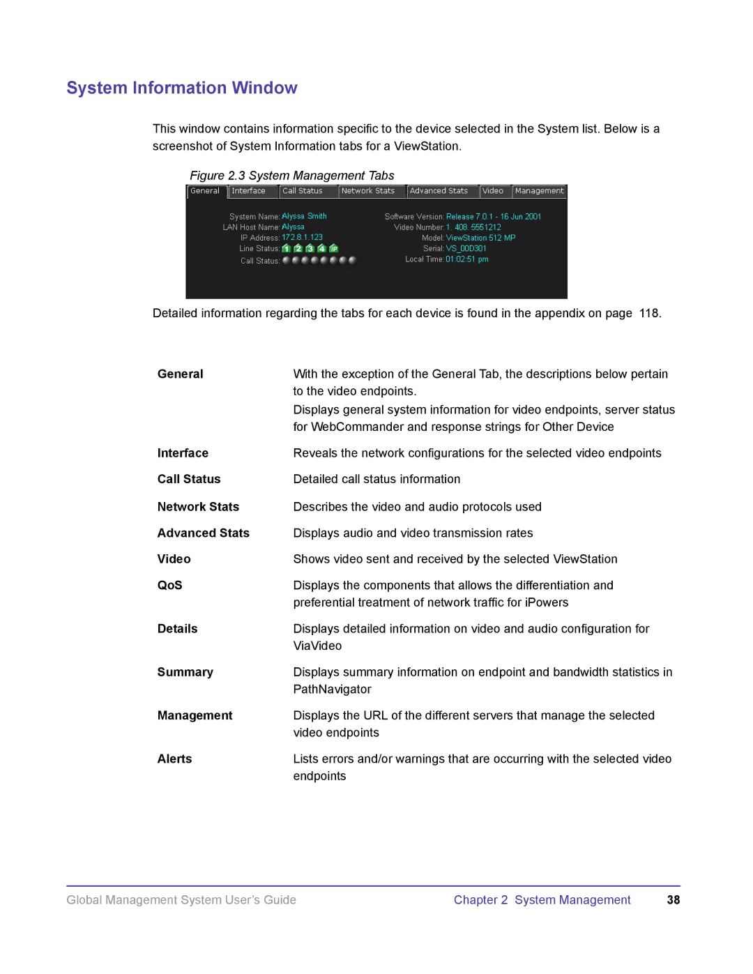 Polycom DOC2091A manual System Information Window 