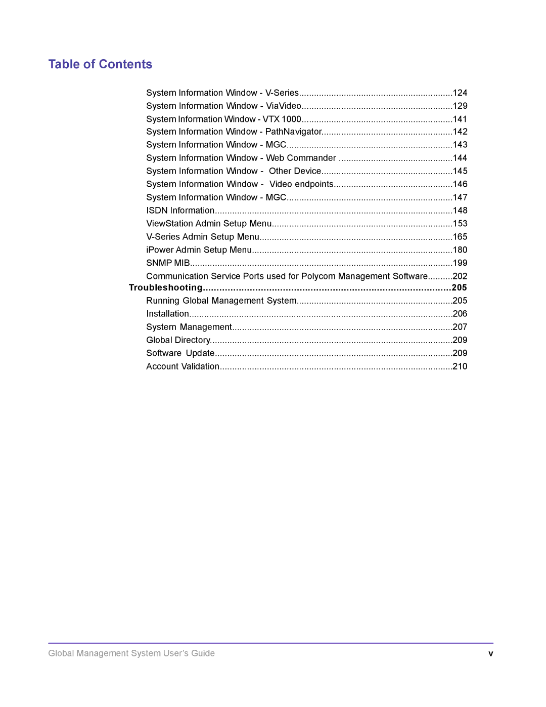 Polycom DOC2091A manual Troubleshooting 205 