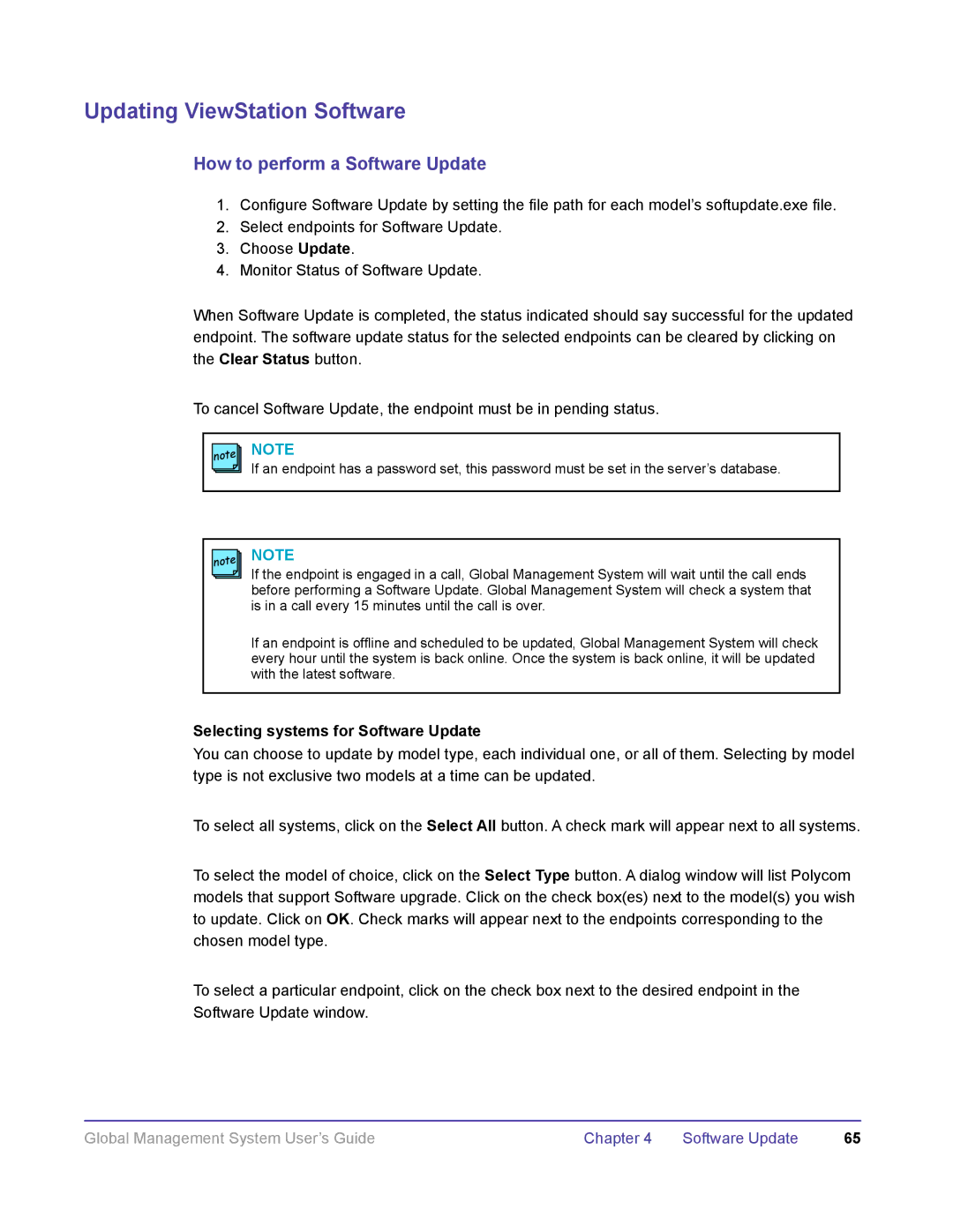 Polycom DOC2091A Updating ViewStation Software, How to perform a Software Update, Selecting systems for Software Update 