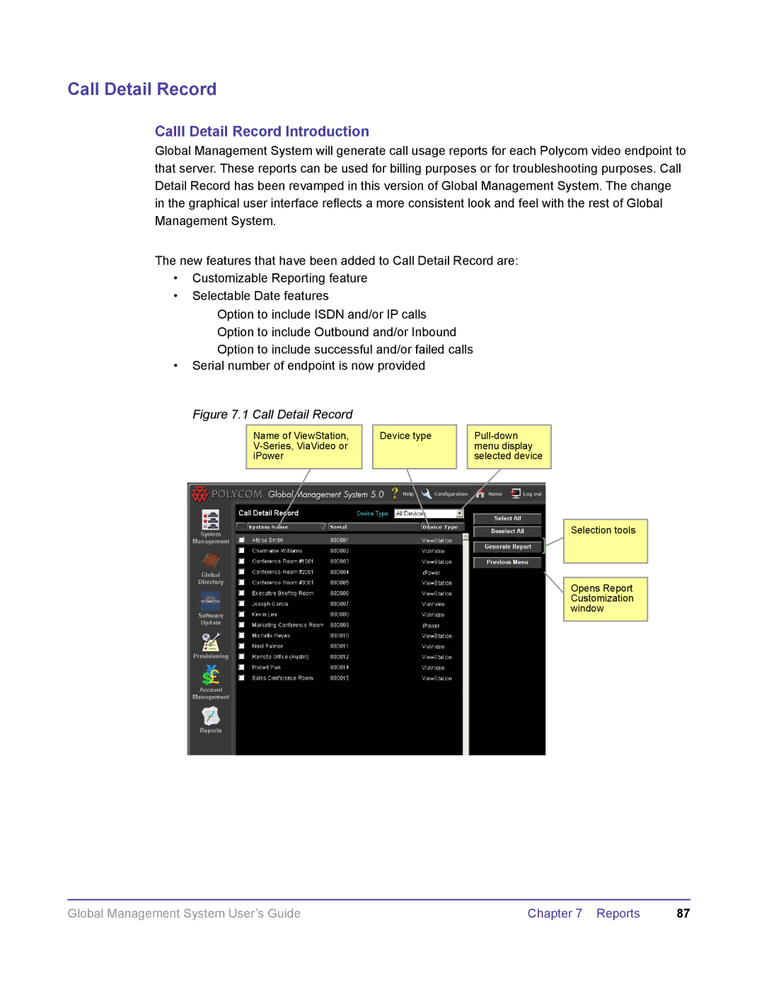 Polycom DOC2091A manual Call Detail Record, Calll Detail Record Introduction 