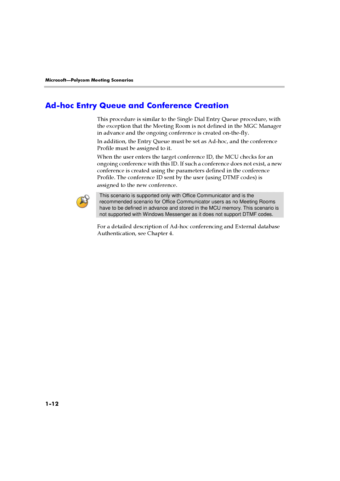 Polycom DOC2223A manual Ad-hoc Entry Queue and Conference Creation 