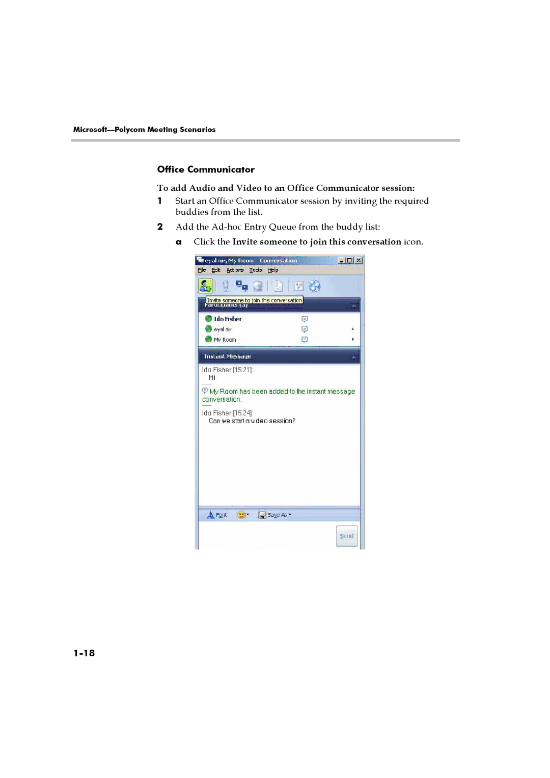 Polycom DOC2223A manual To add Audio and Video to an Office Communicator session 