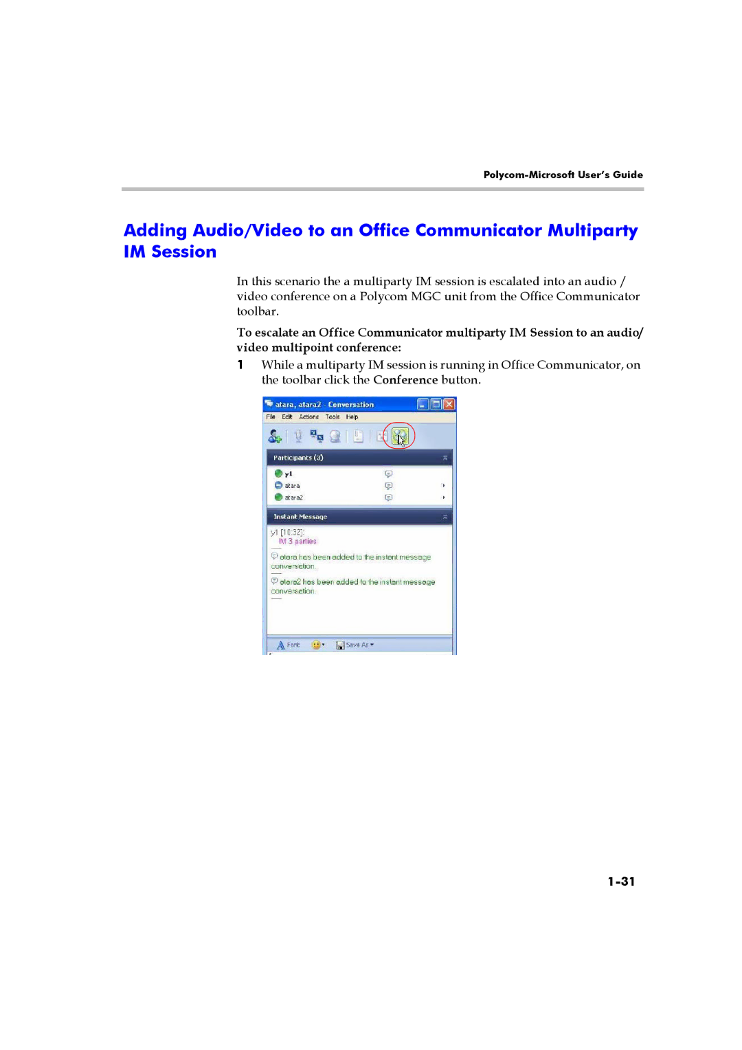 Polycom DOC2223A manual Polycom-Microsoft User’s Guide 