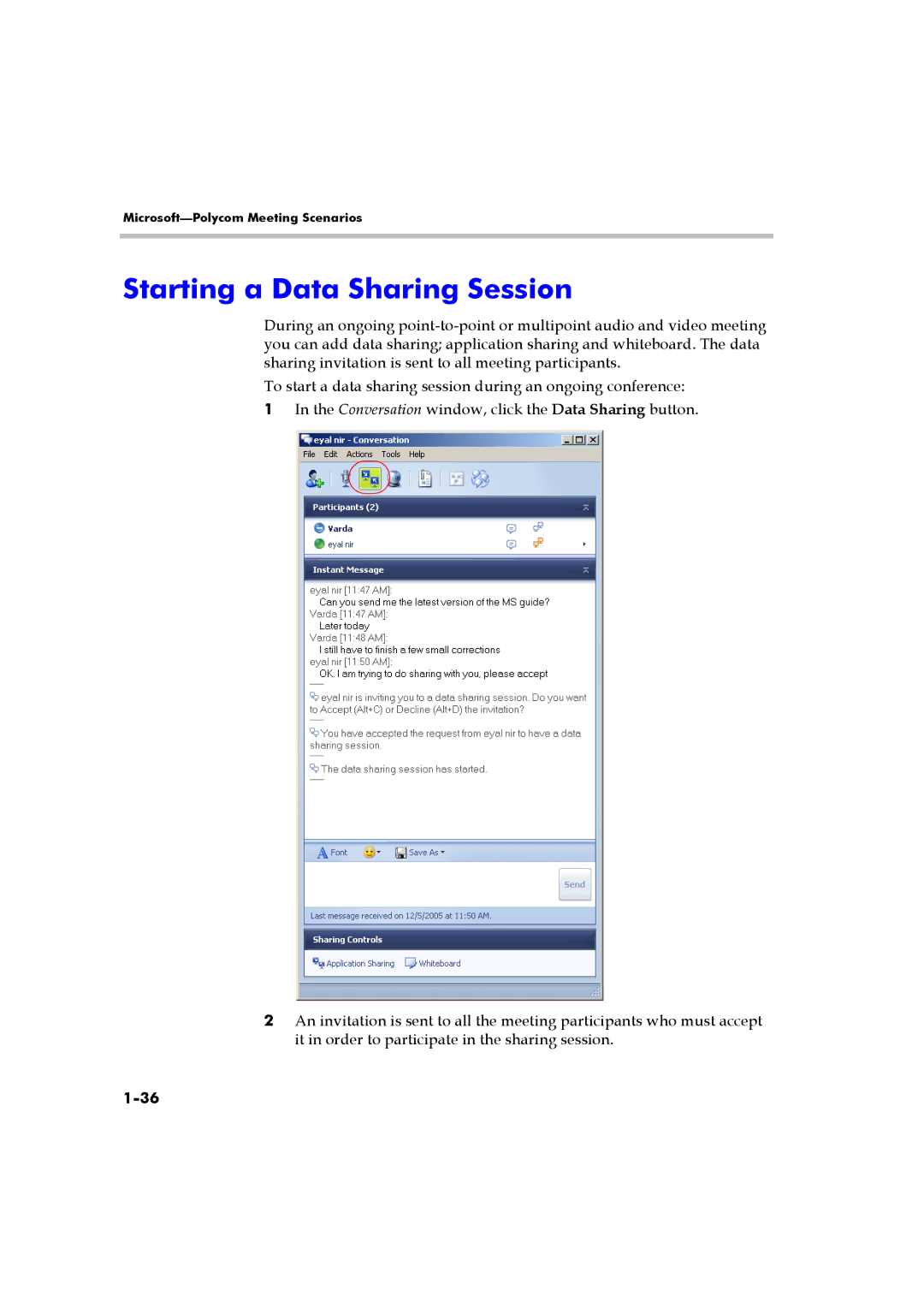 Polycom DOC2223A manual Starting a Data Sharing Session 