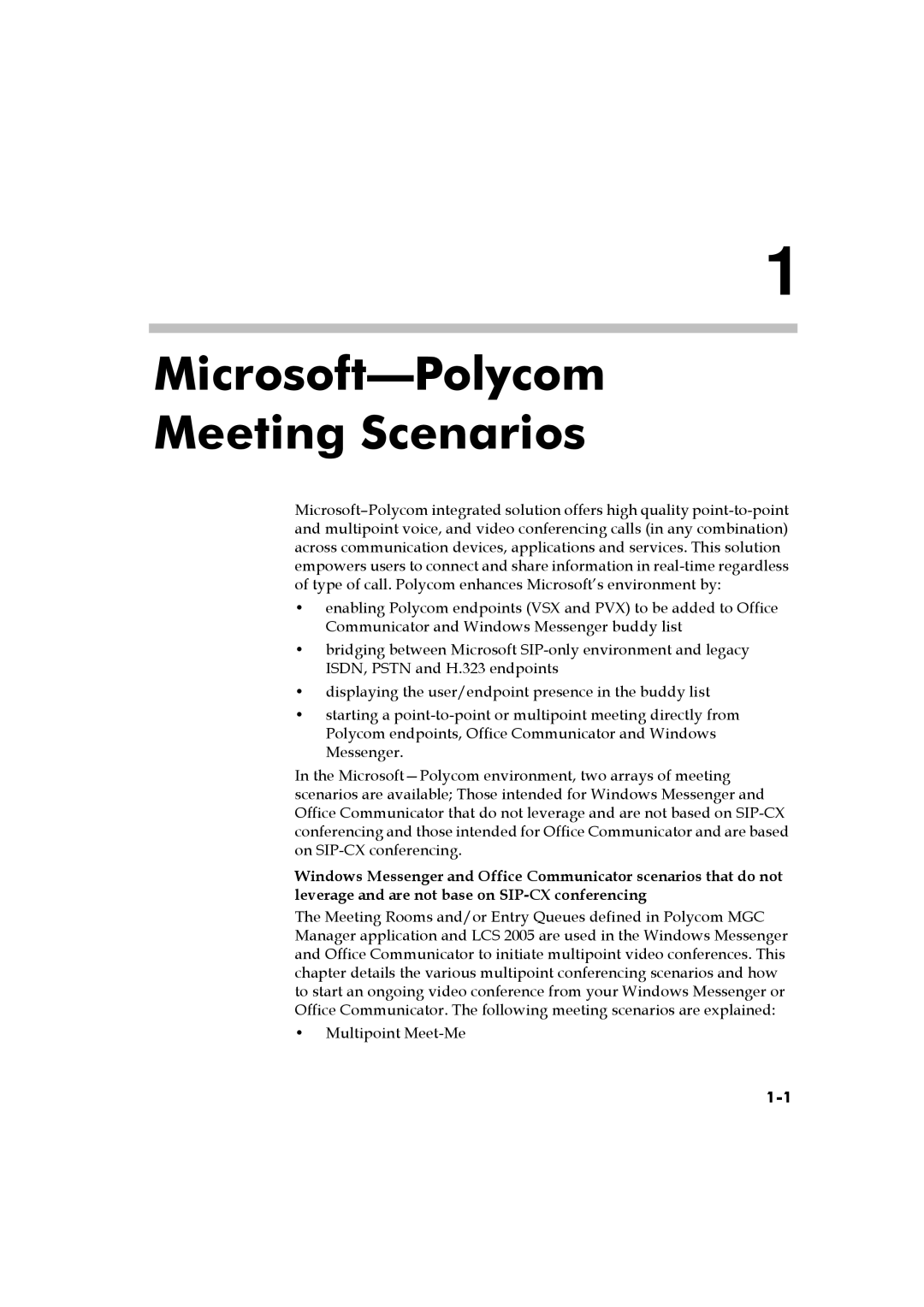 Polycom DOC2223A manual Microsoft-Polycom Meeting Scenarios 