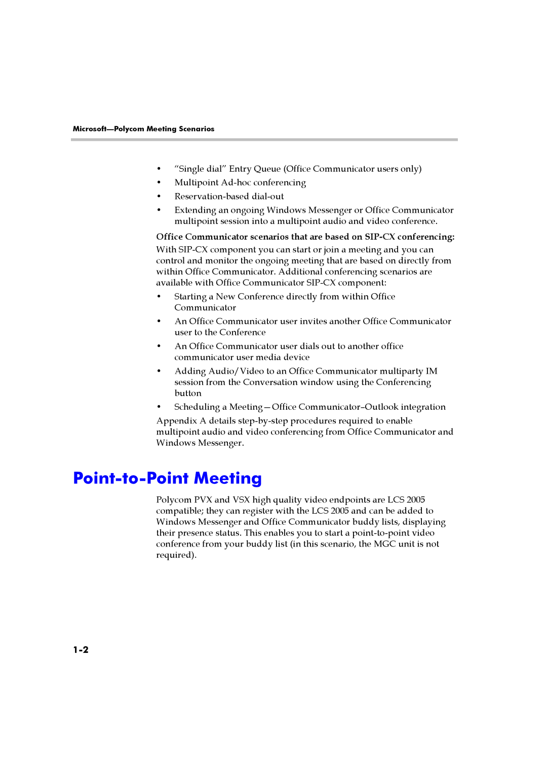 Polycom DOC2223A manual Point-to-Point Meeting 