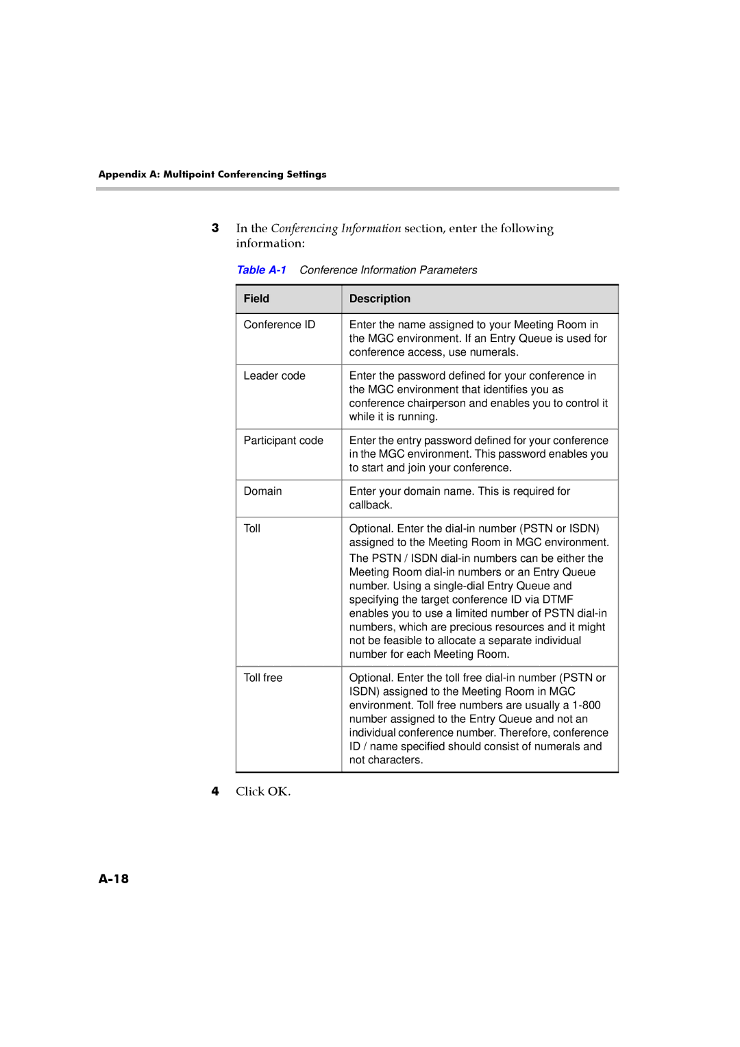 Polycom DOC2223A manual Field Description 