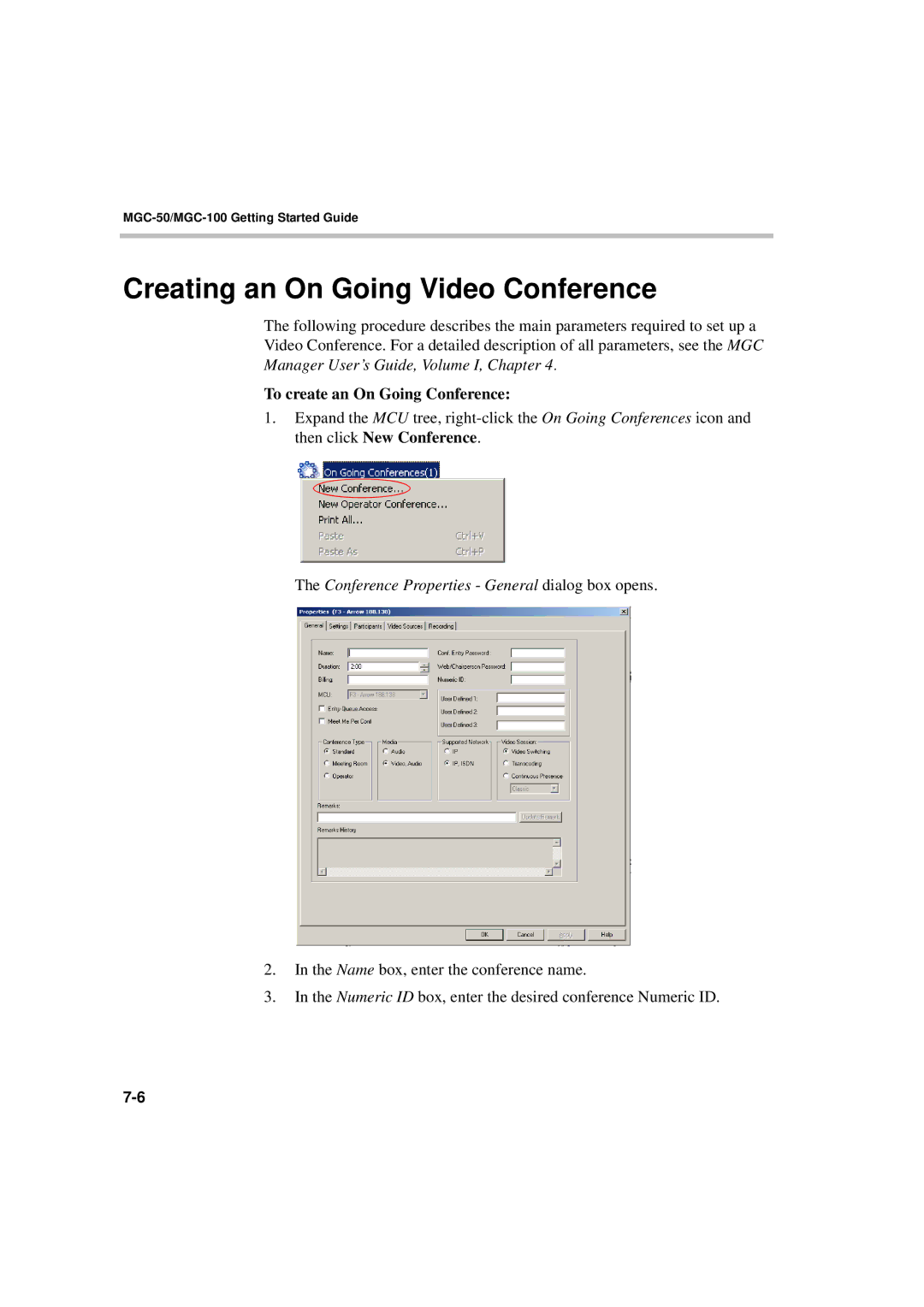 Polycom DOC2230A manual Creating an On Going Video Conference, To create an On Going Conference 