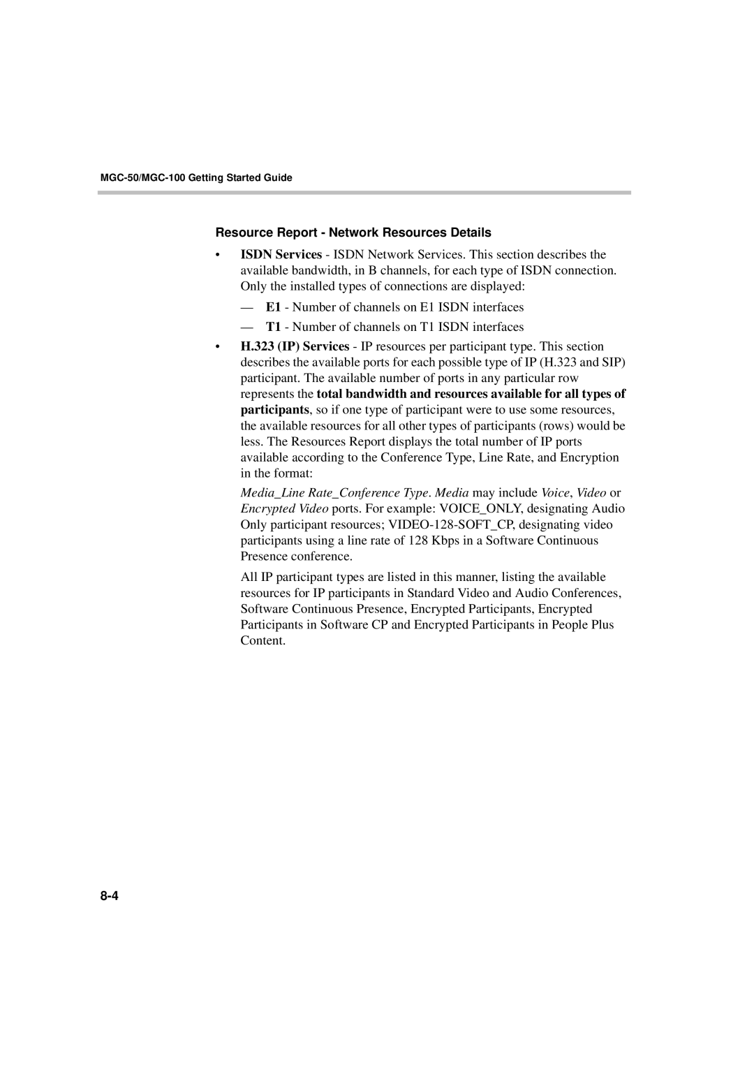 Polycom DOC2230A manual Resource Report Network Resources Details 