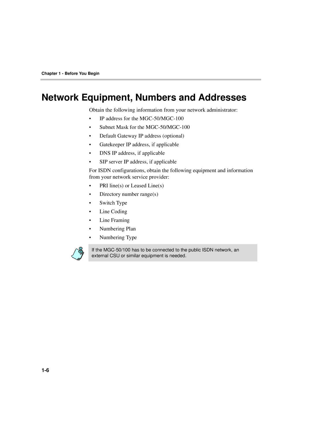 Polycom DOC2230A manual Network Equipment, Numbers and Addresses 