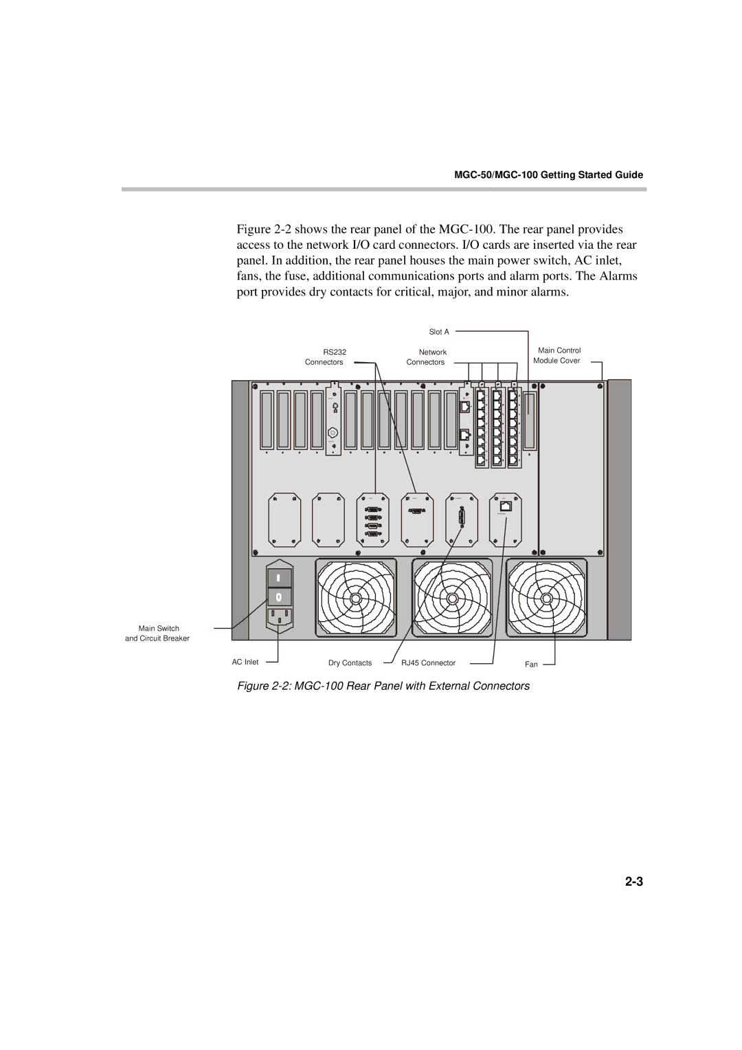 Polycom DOC2230A manual MGC-100 Rear Panel with External Connectors 