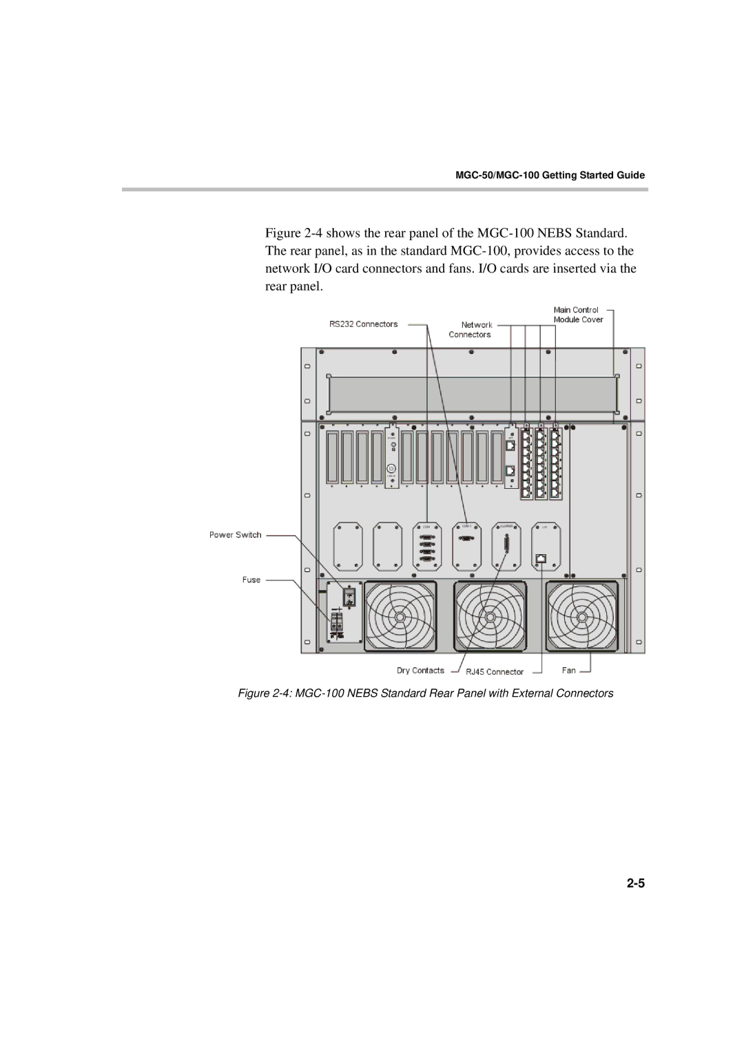 Polycom DOC2230A manual MGC-100 Nebs Standard Rear Panel with External Connectors 