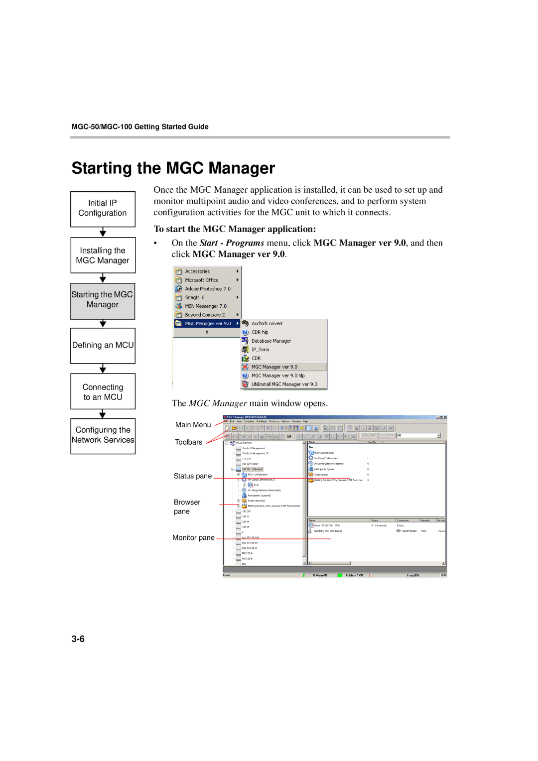 Polycom DOC2230A manual Starting the MGC Manager, To start the MGC Manager application 