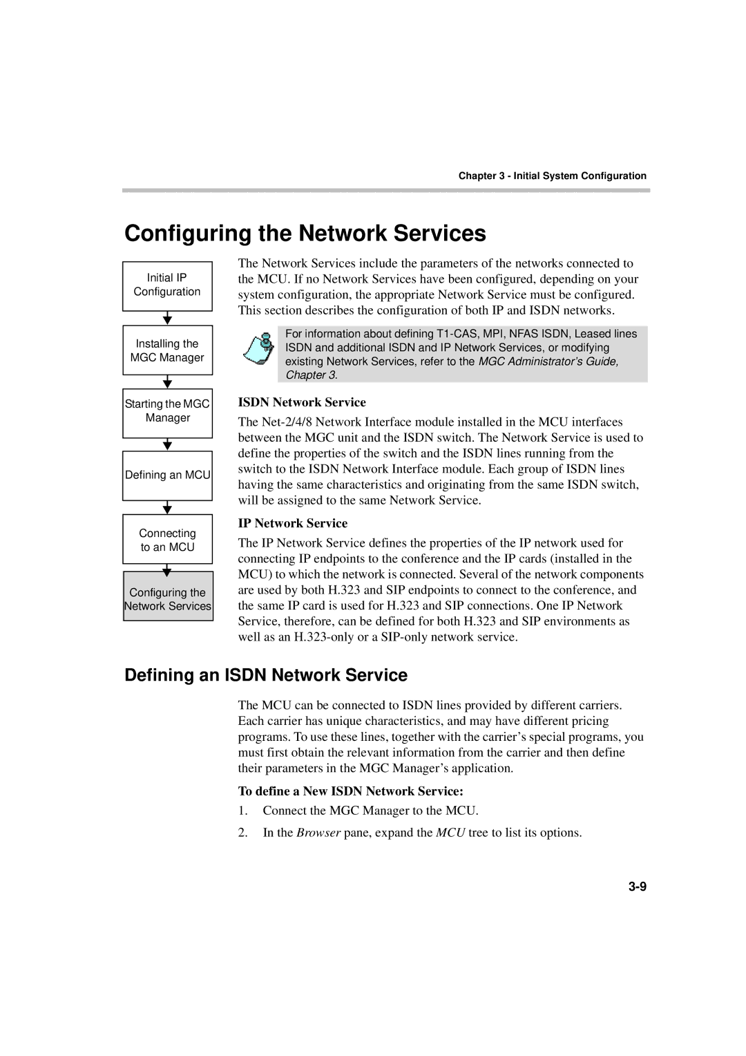 Polycom DOC2230A manual Configuring the Network Services, Defining an Isdn Network Service, IP Network Service 