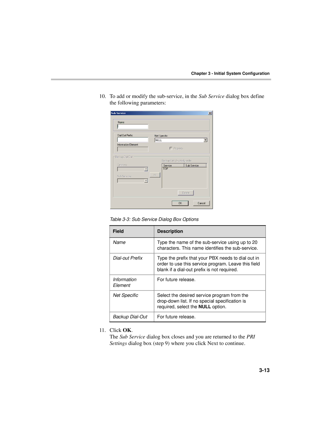 Polycom DOC2230A manual Sub Service Dialog Box Options 